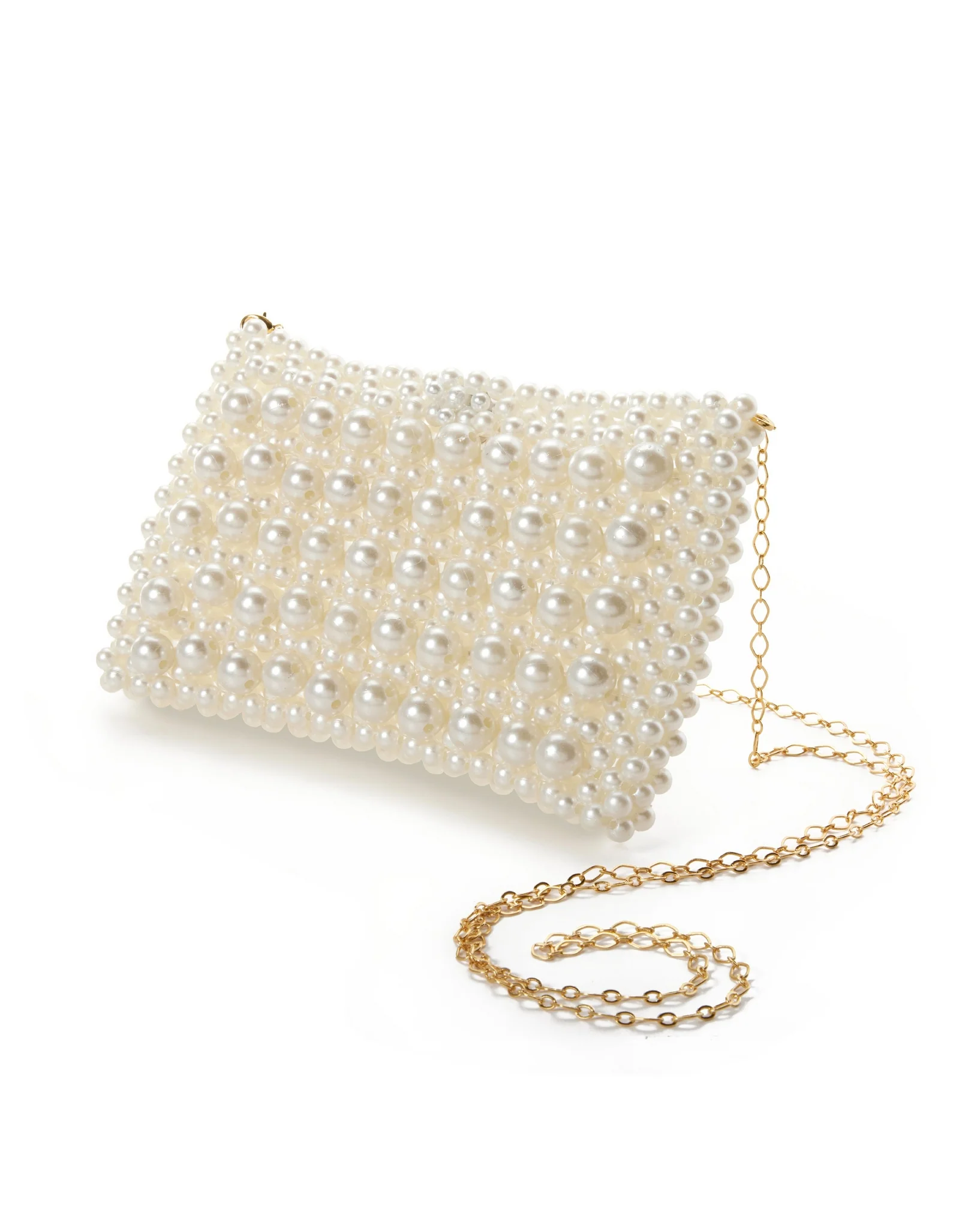 All Over Pearl Clutch White - Auxney