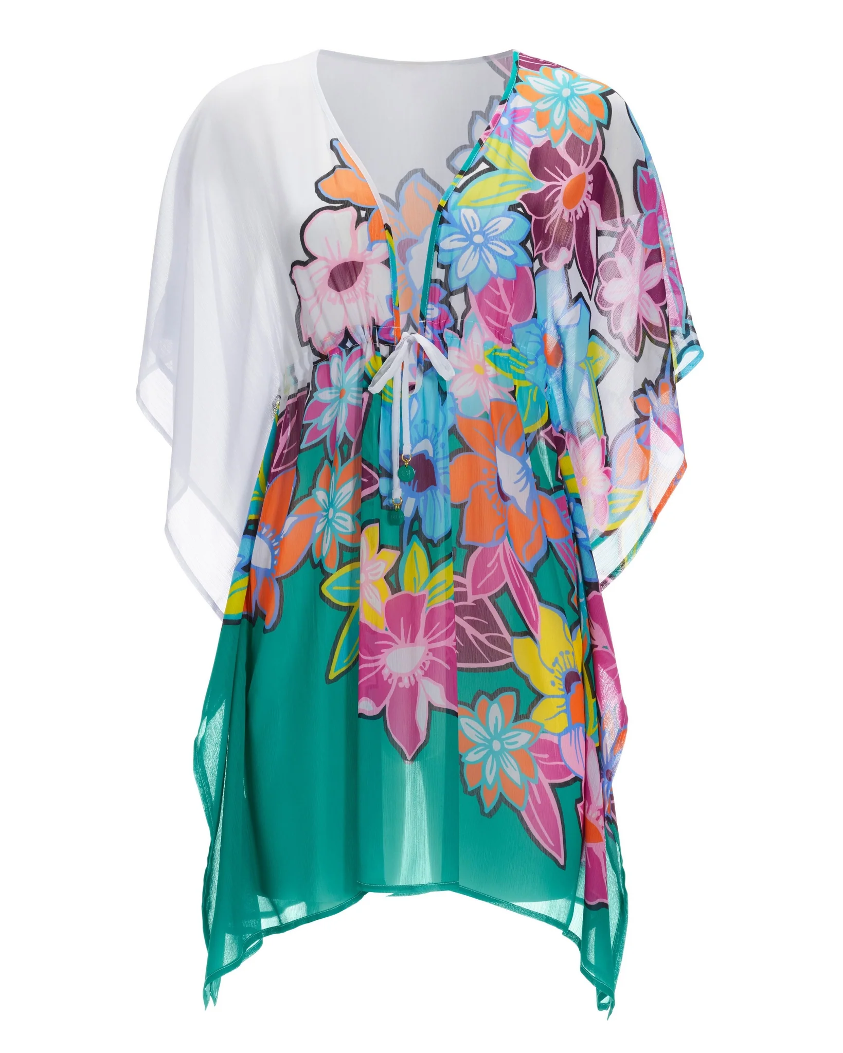 Bright Floral Chiffon Caftan Multi - Auxney