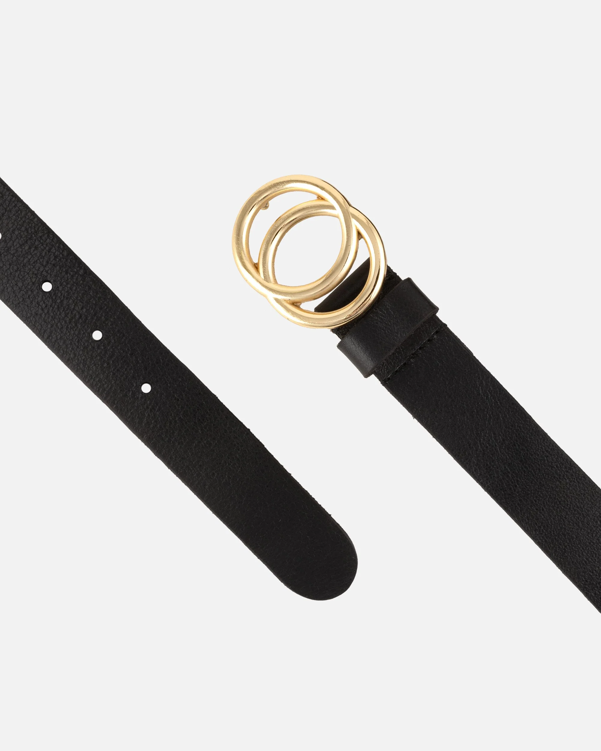 Caia | Double Ring Leather Belt with Gold Buckle