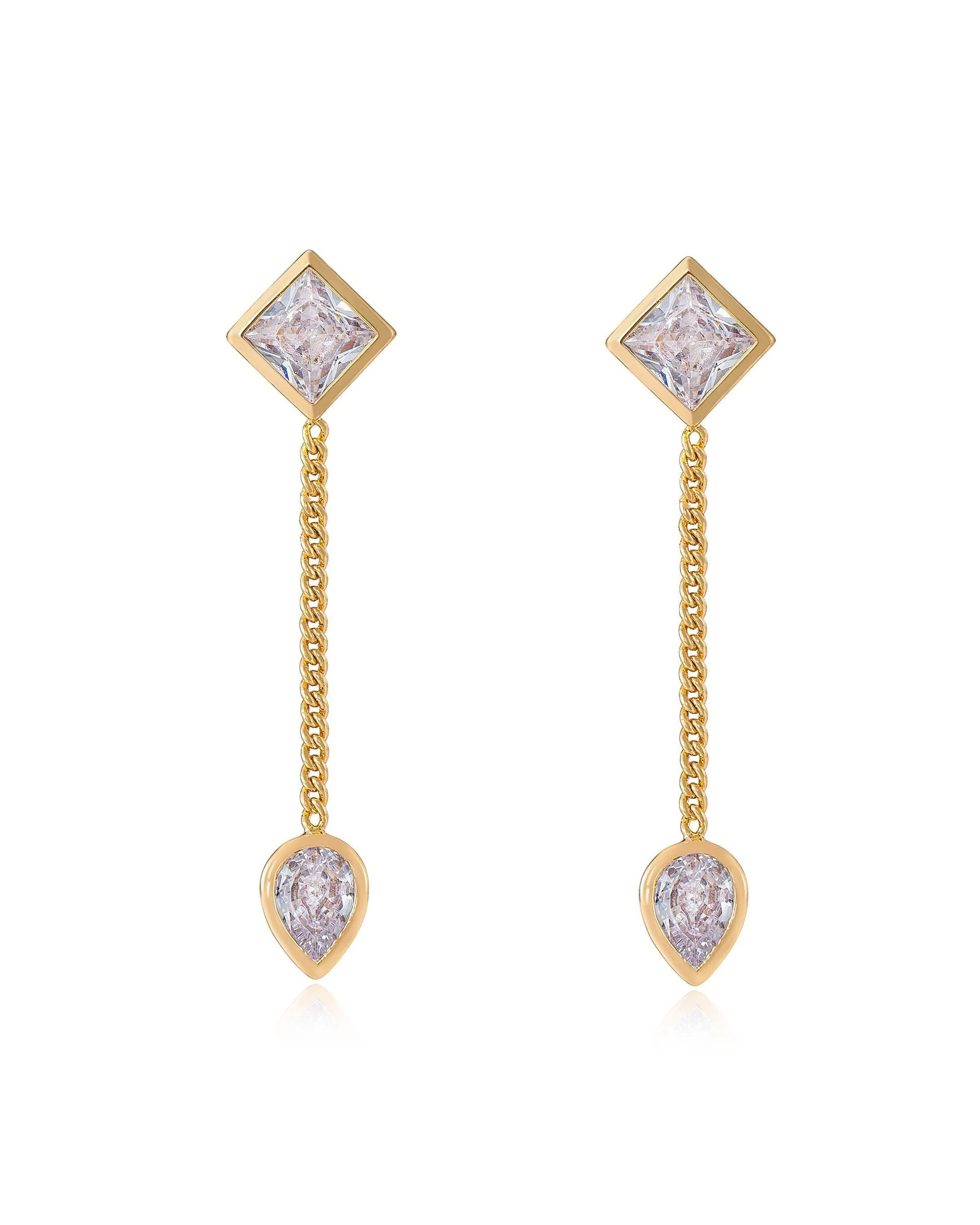 Bezel Crystal Shapes Drop Earrings