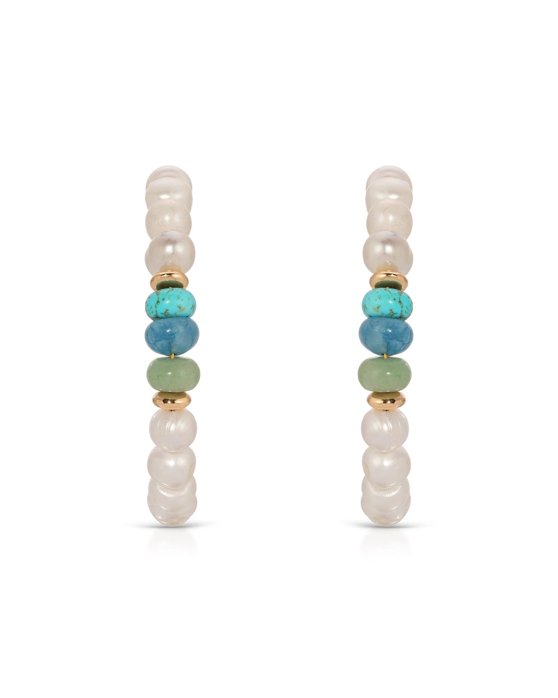 Beach Day Pearl and Gemstone Hoop Earrings