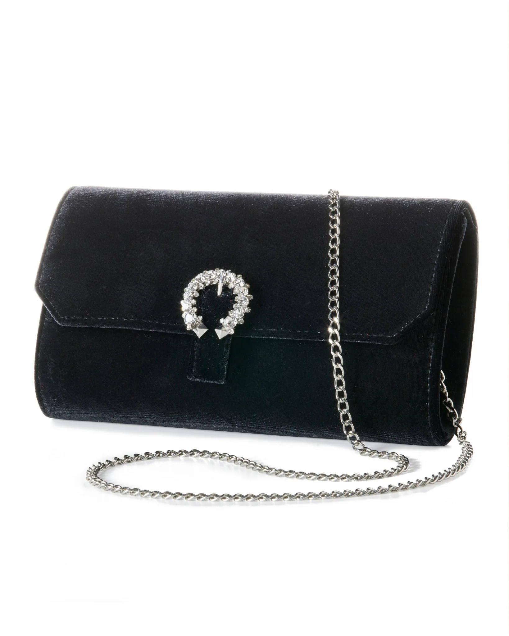 Velvet Embellished Clutch Black