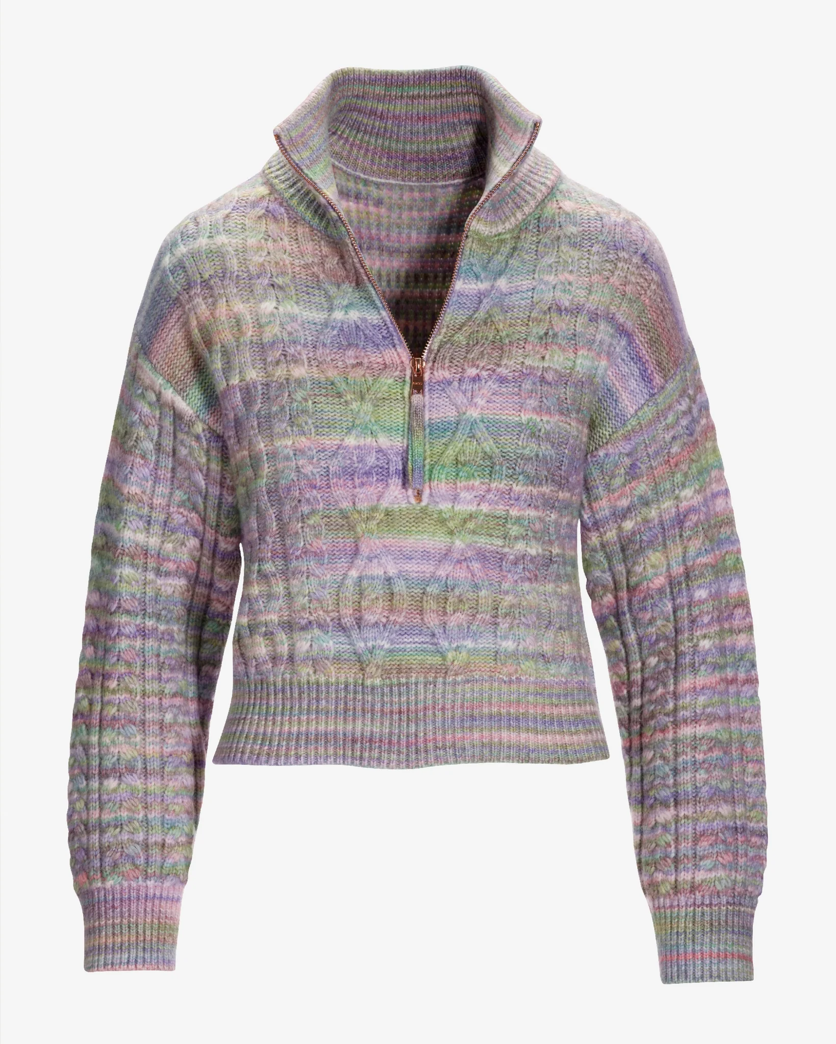 Cable Marled Half Zip Sweater Multi