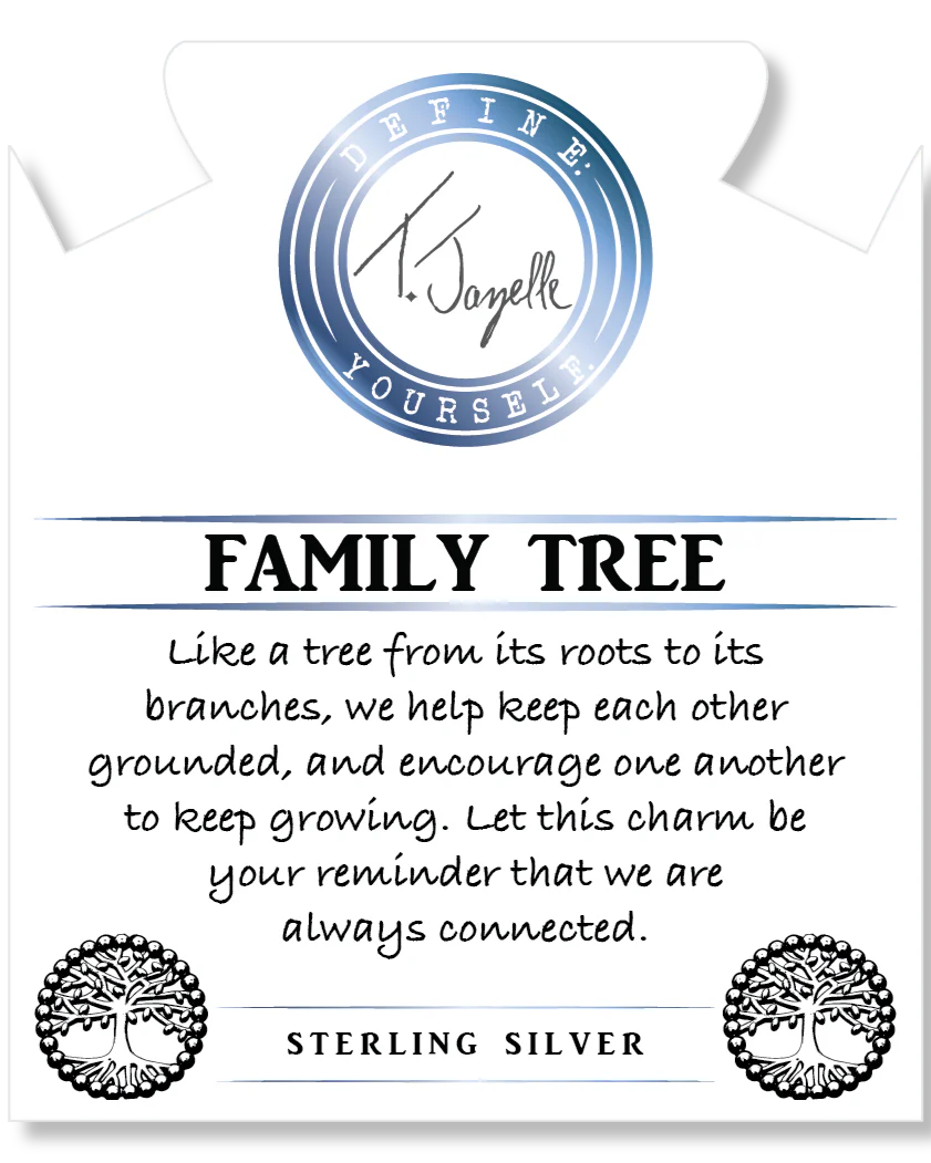 Australian Agate Gemstone Bracelet with Family Tree Sterling Silver Charm