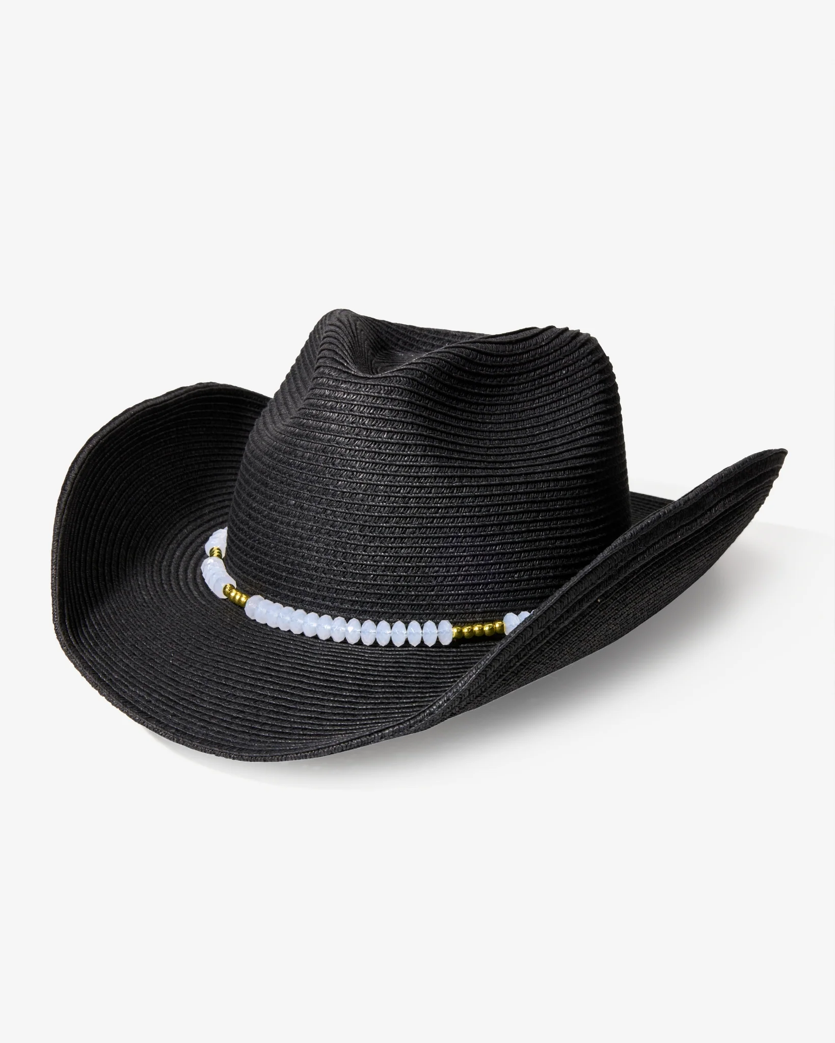 Western Beaded Trim Hat Black