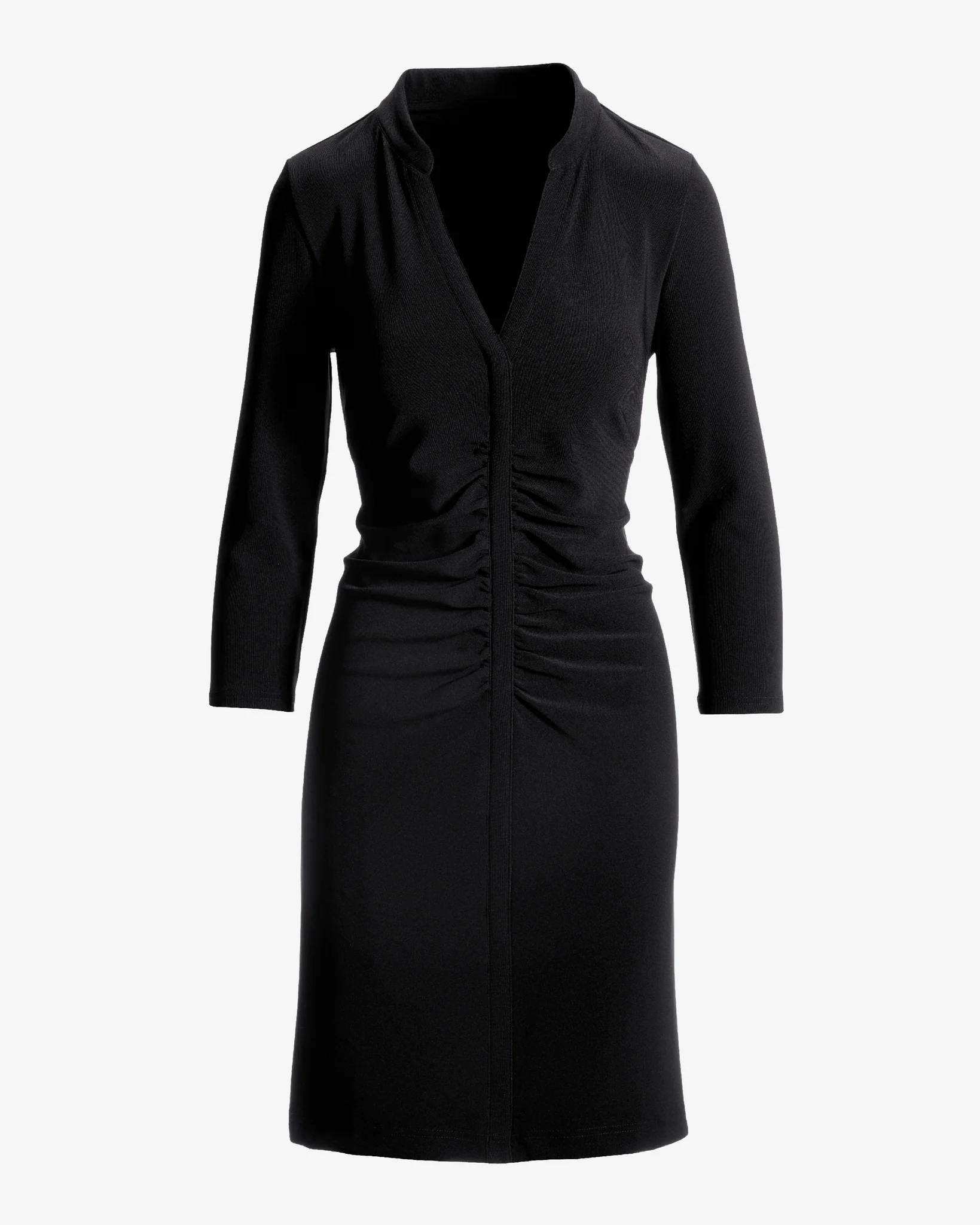 Beyond Travel Long Sleeve Ruched Short Dress Jet Black