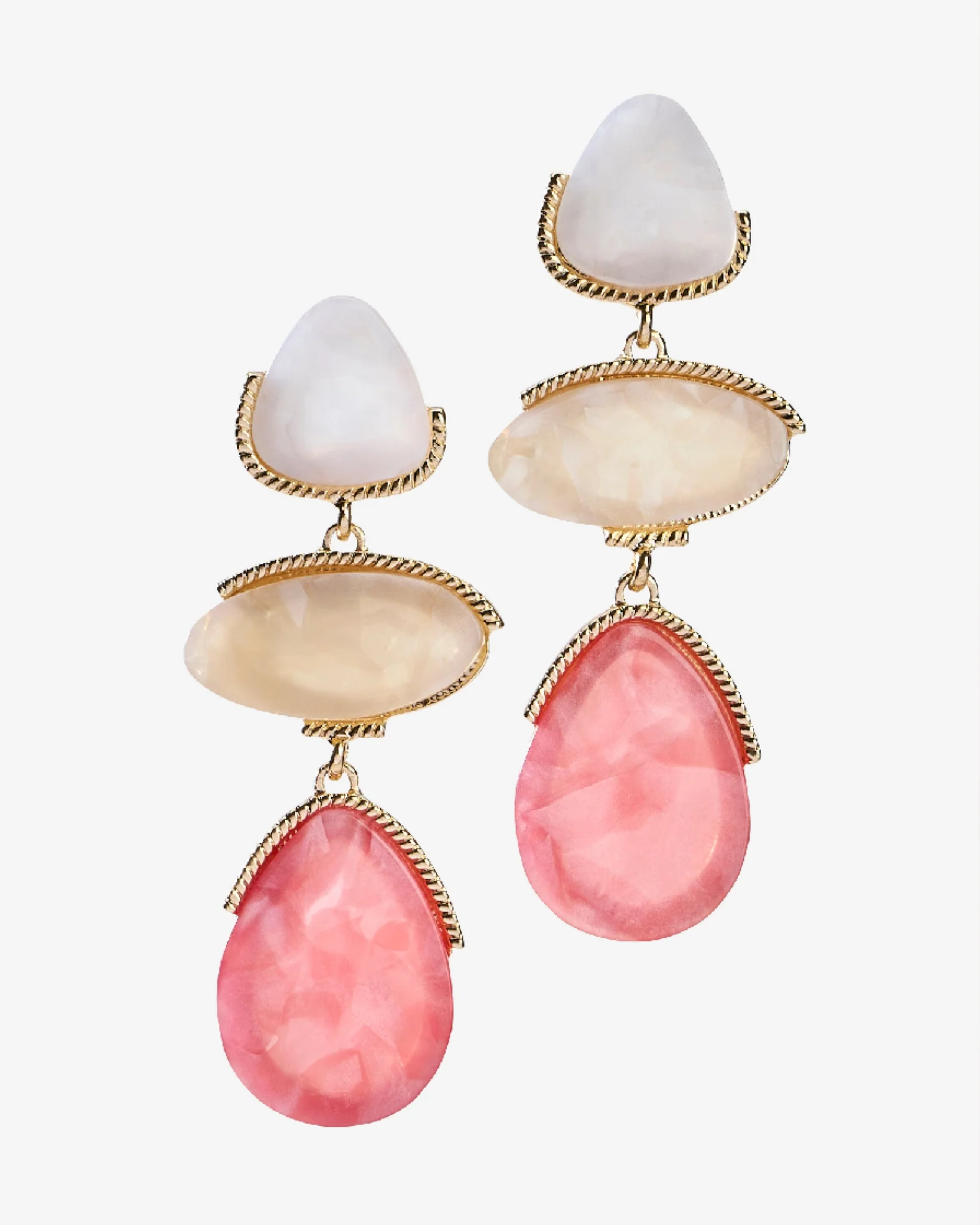 Acrylic Three Stone Earring Pink