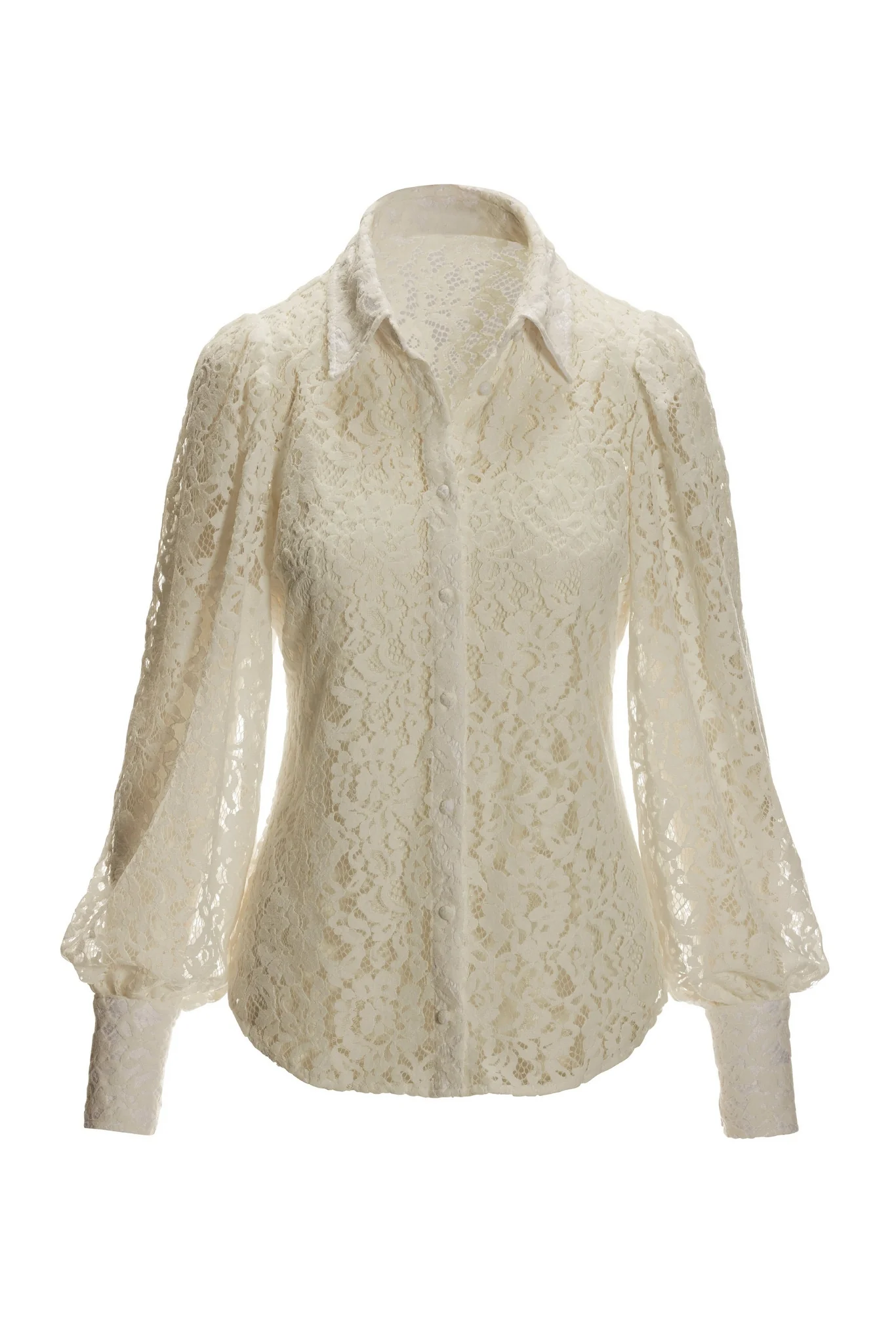 Velvet Lace Victoria Chic Drama Sleeve Shirt Cream