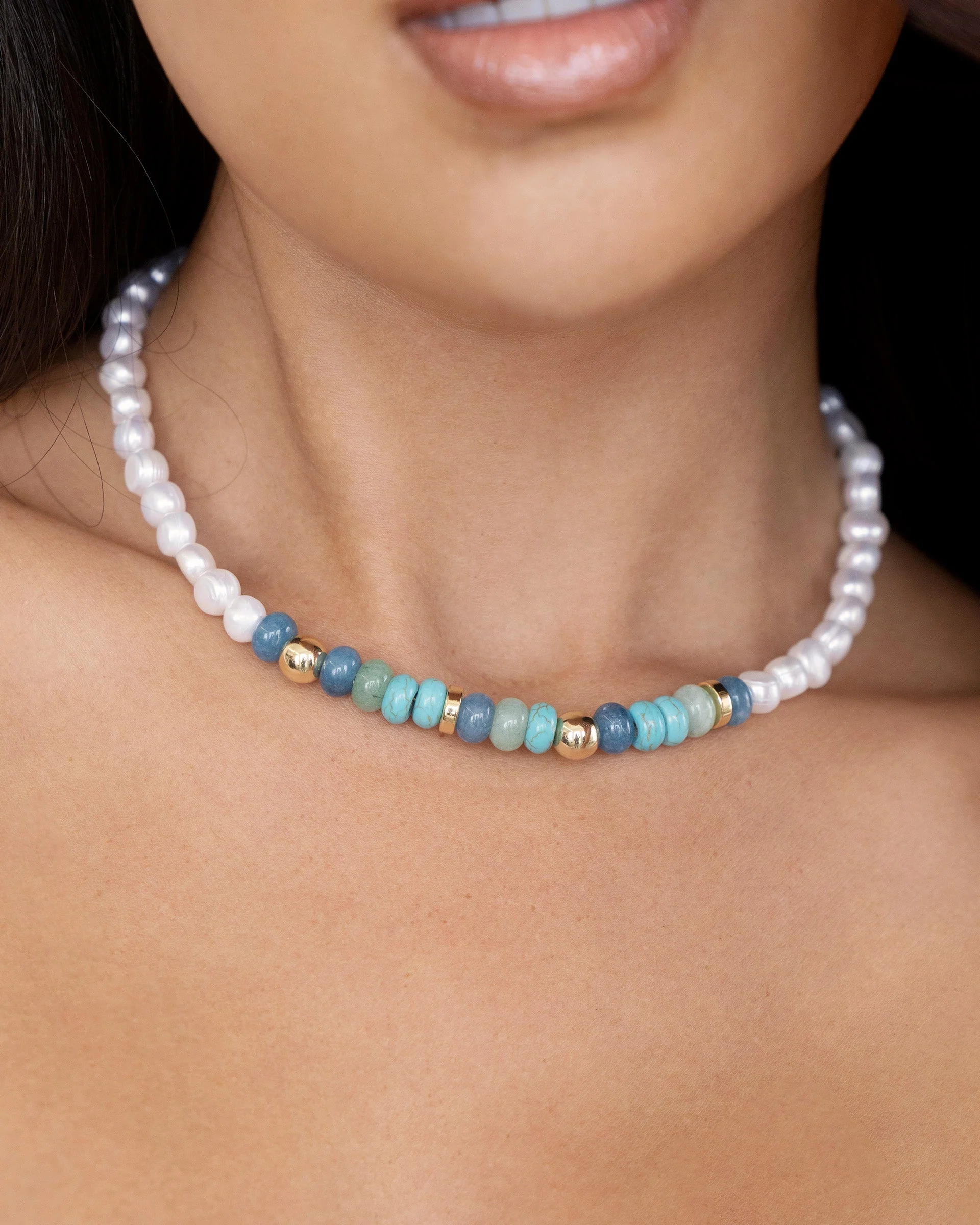 Beach Day Pearl and Gemstone Necklace