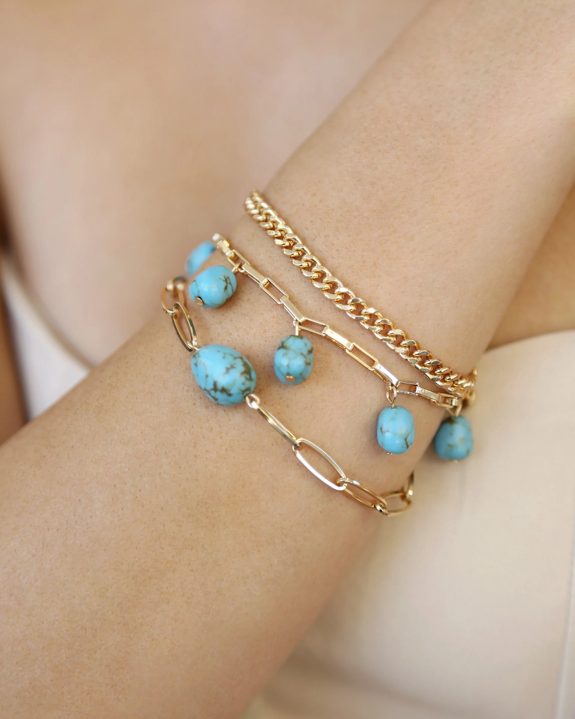 Turquoise Nugget Bracelet Set