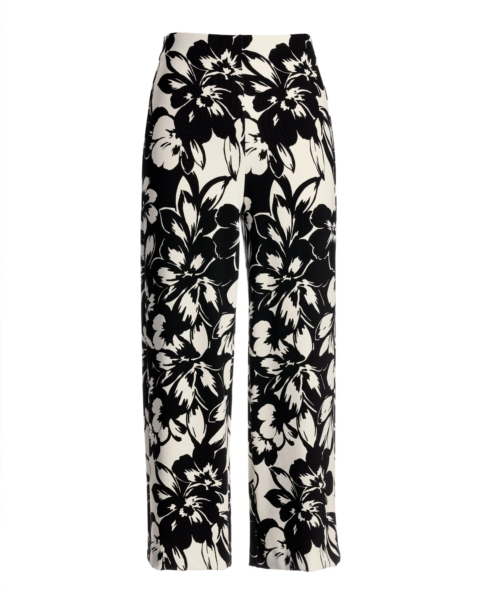 Beyond Travel Contrast Fleurs Print Wide Leg Crop Pant Ivory Coast/Jet Black