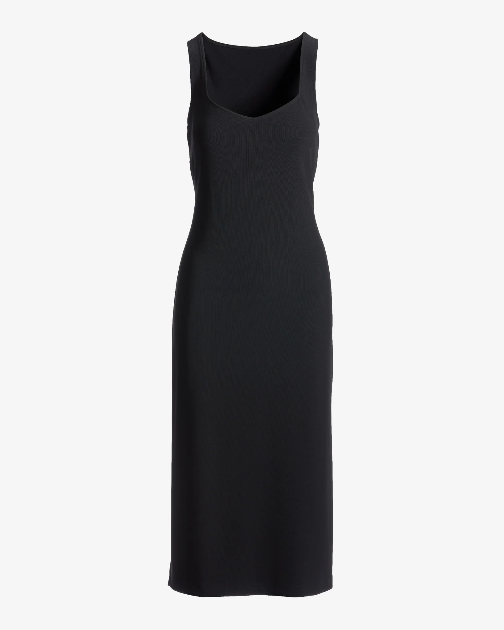Beyond Travel Sweetheart Neckline Midi Dress Jet Black