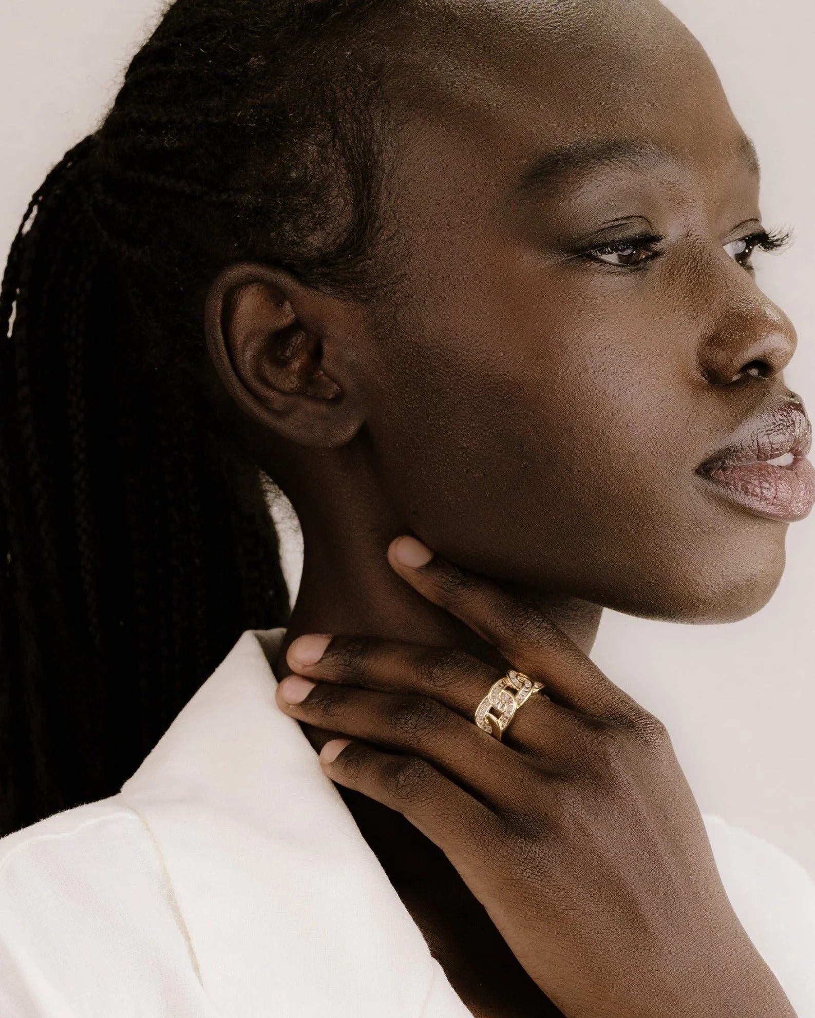 Adjustable Crystal Link Ring