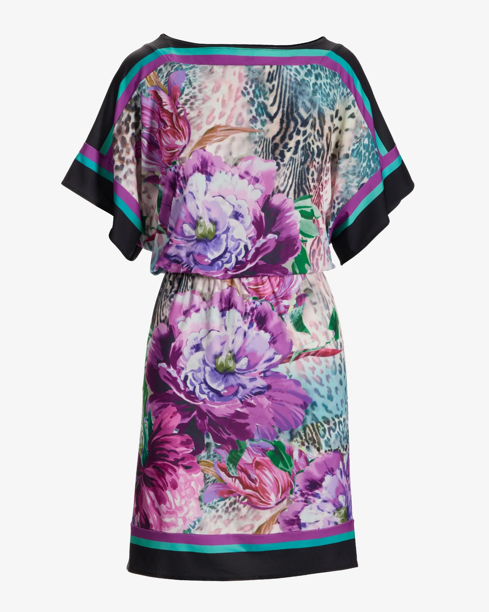 Alexandra Animal Border Print Cold Shoulder Knit Dress Alexandra Animal