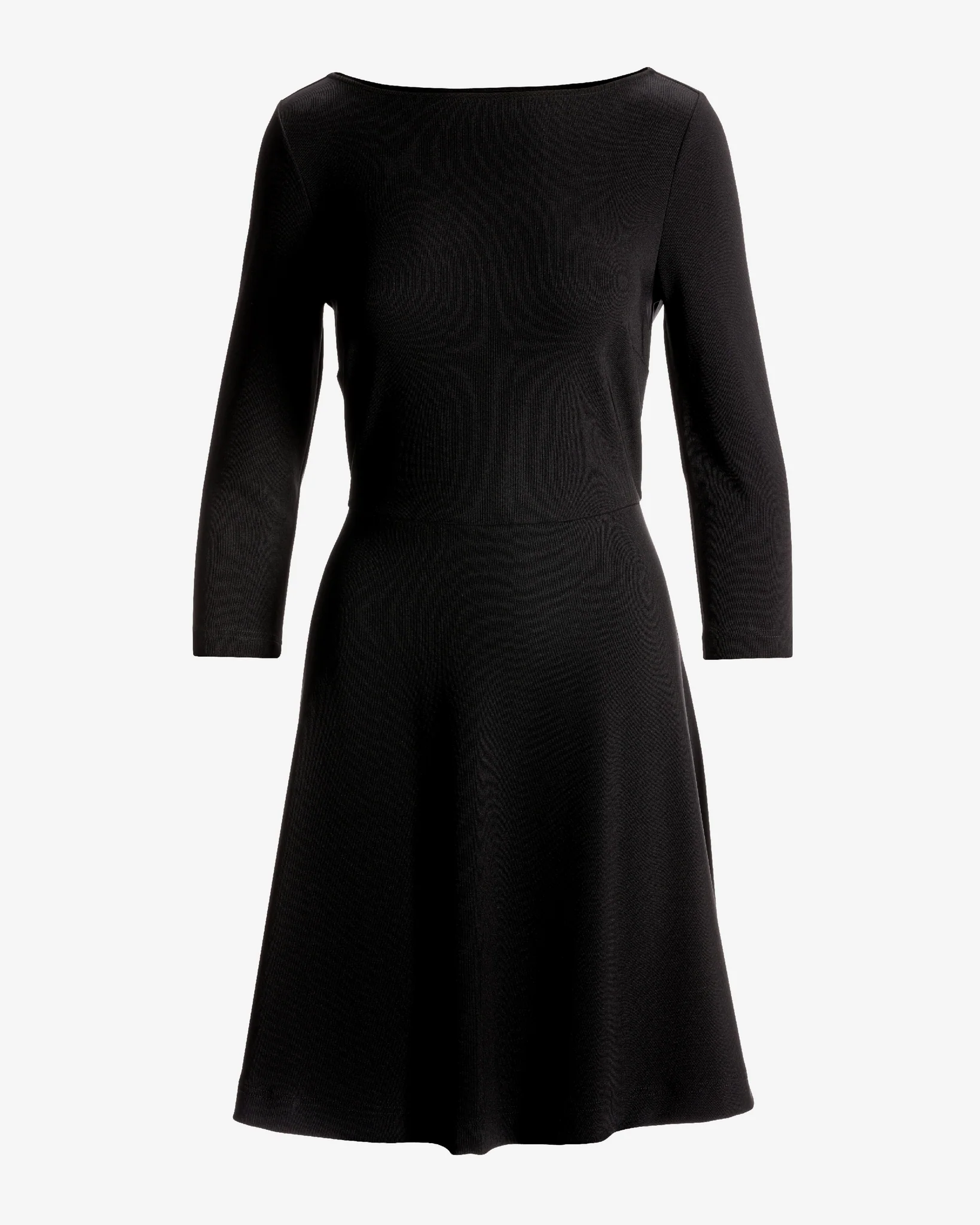 Beyond Travel Long Sleeve Ballet Neck Fit and Flare Dress Jet Black