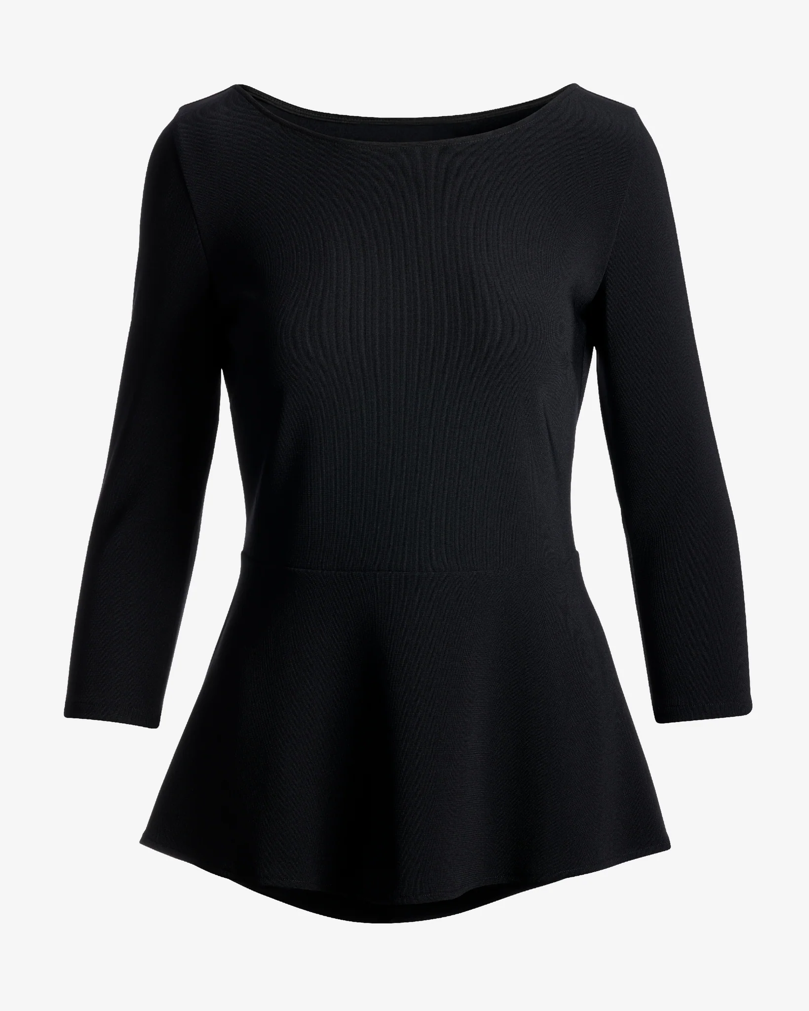 Beyond Travel Ballet Neck Peplum Top Jet Black