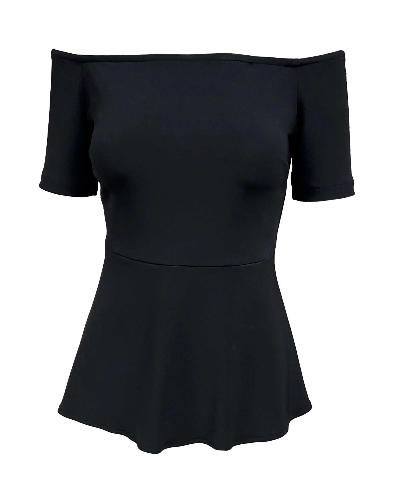 Beyond Travel Short-Sleeve Peplum Top Jet Black
