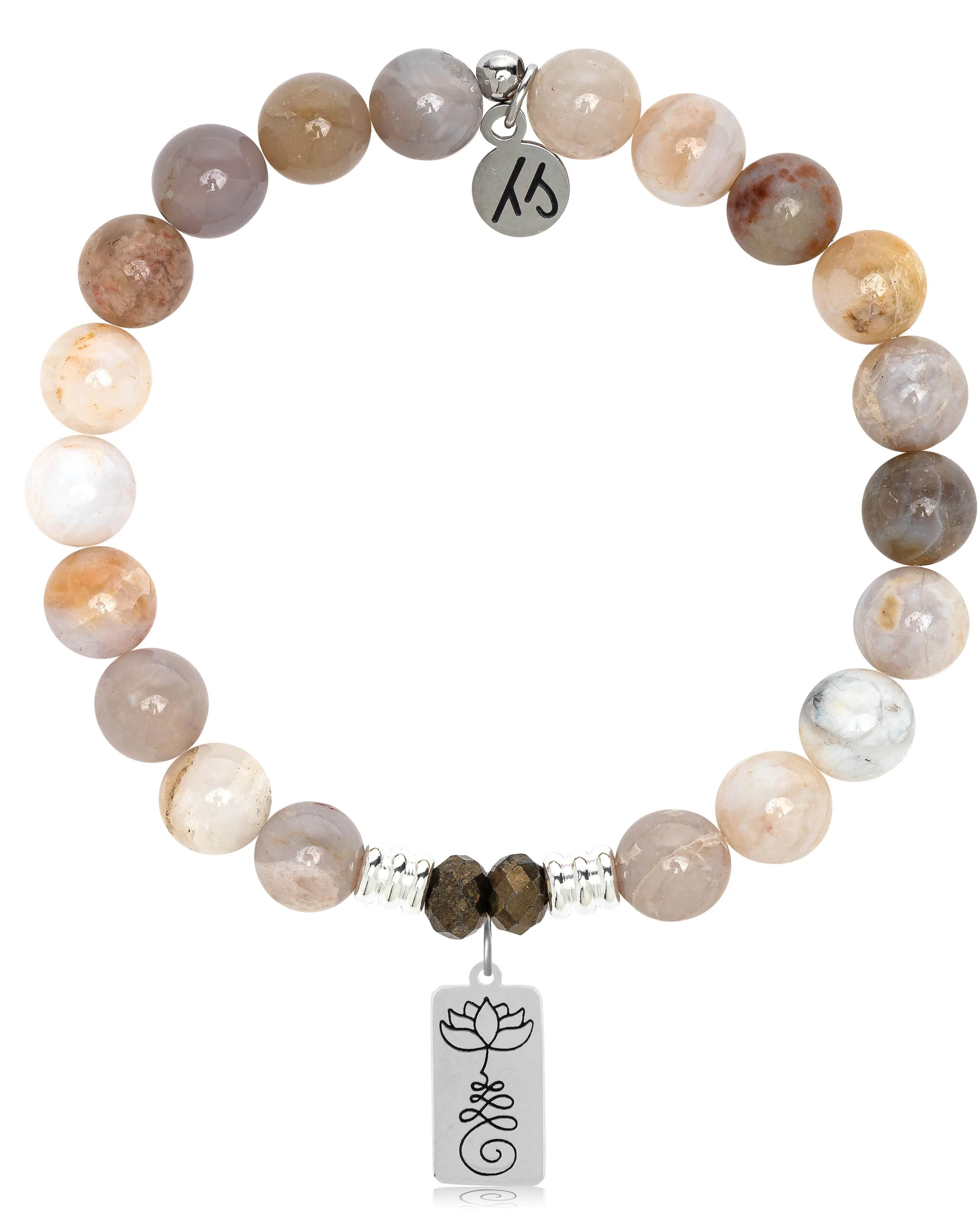 Australian Agate Gemstone Bracelet with New Beginnings Sterling Silver Charm