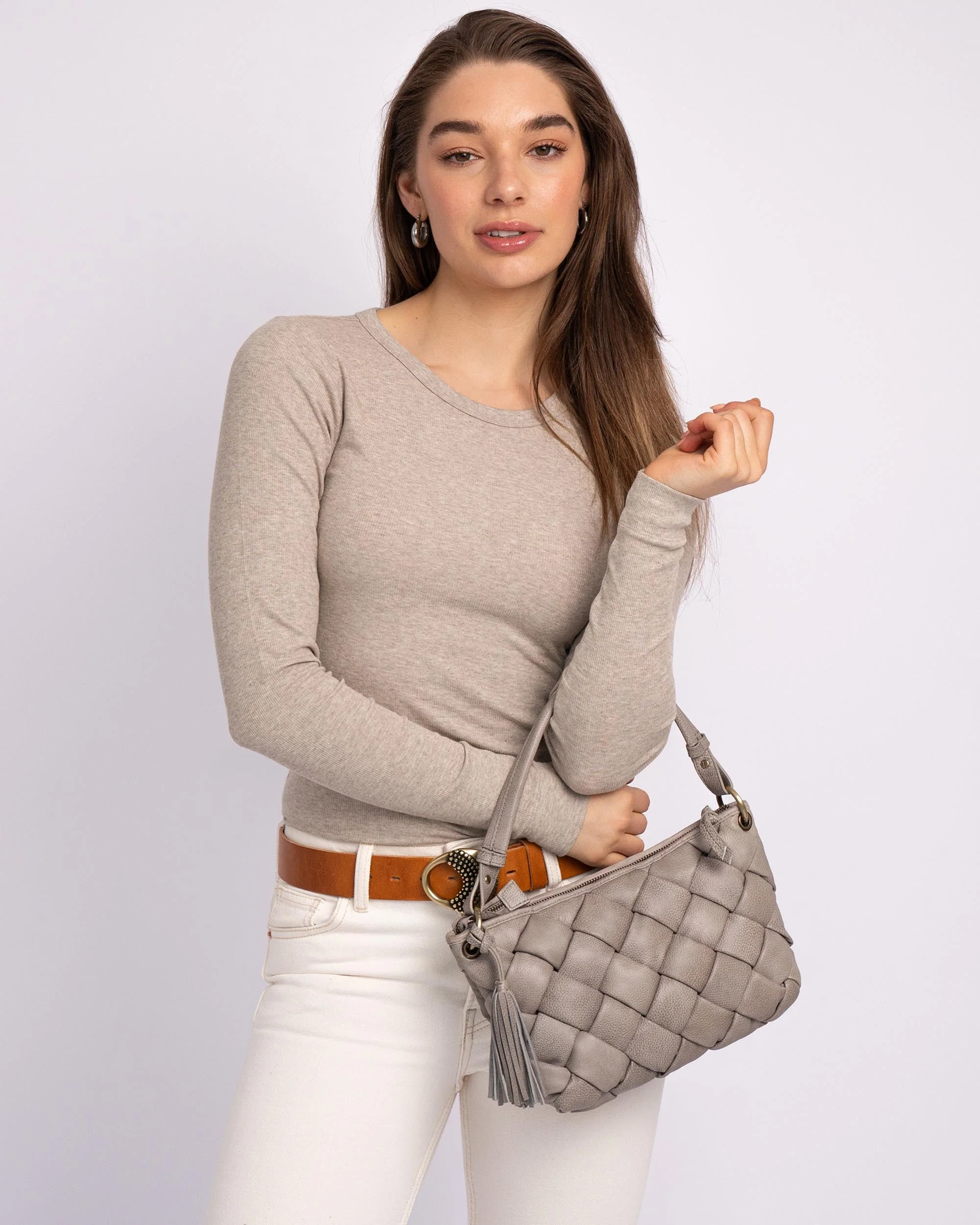 Wang | Woven Leather Shoulder Bag