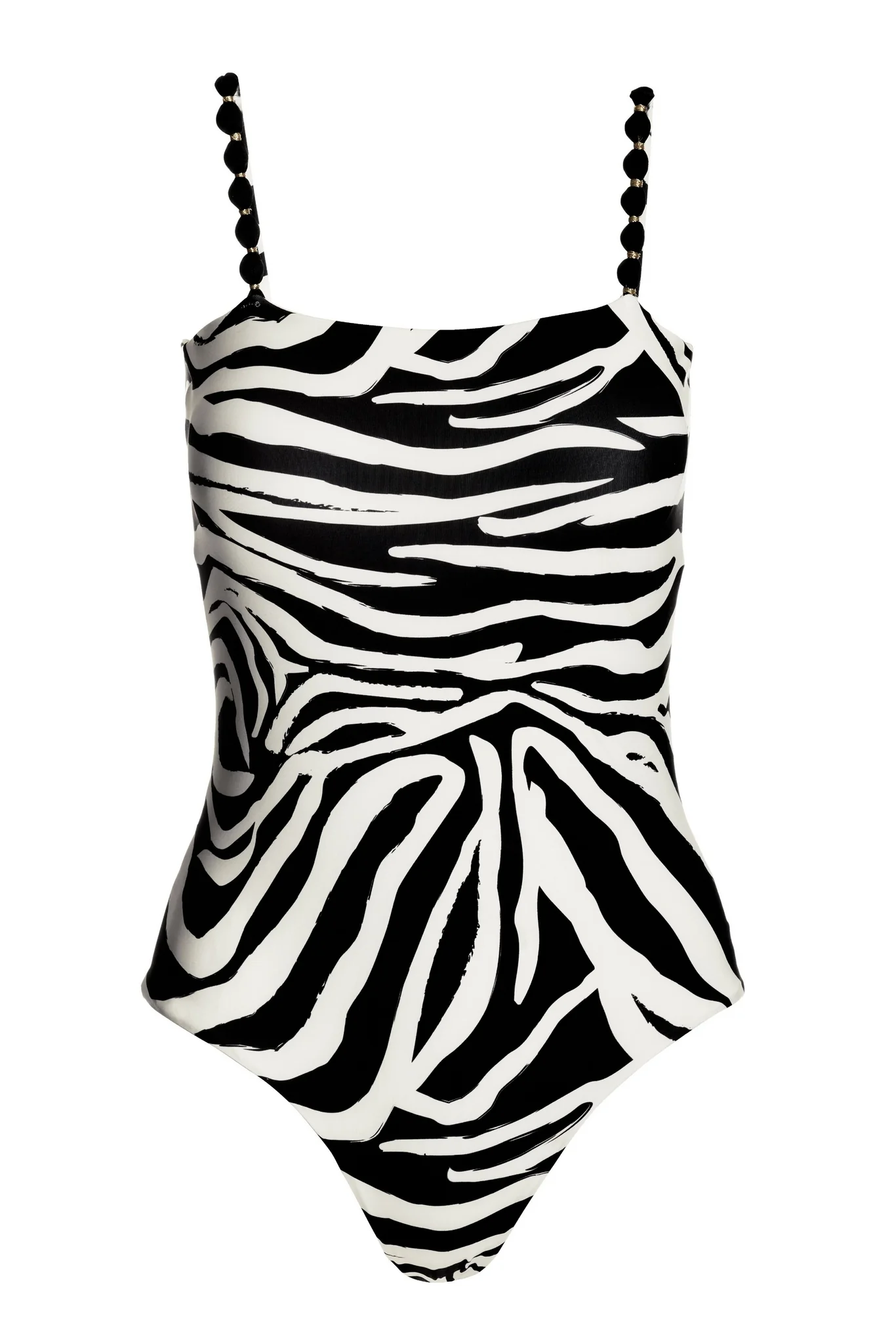 Zebra Over The Shoulder One Piece Swimsuit Black/White Multi