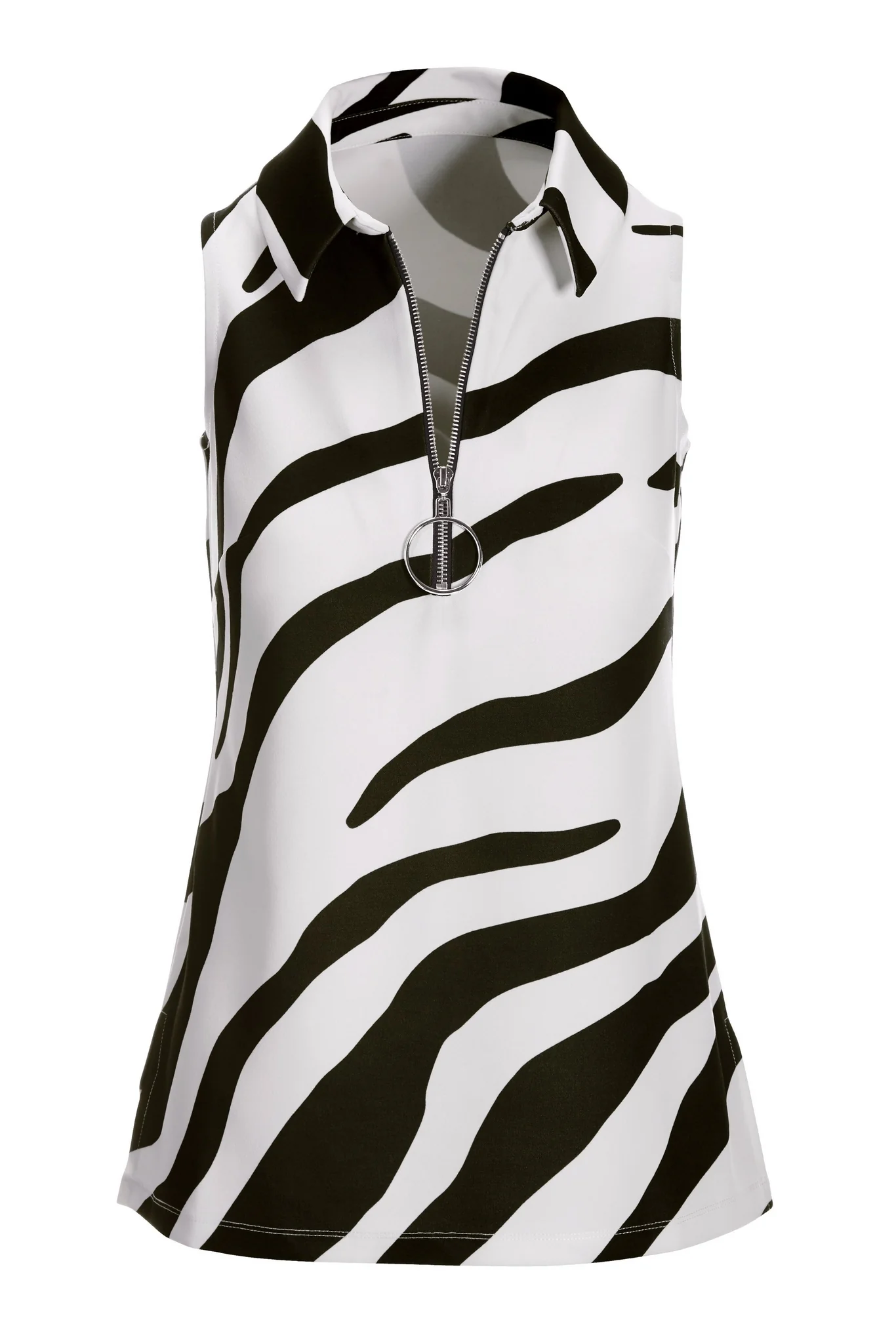 Zebra Collared Zip Top Black/White