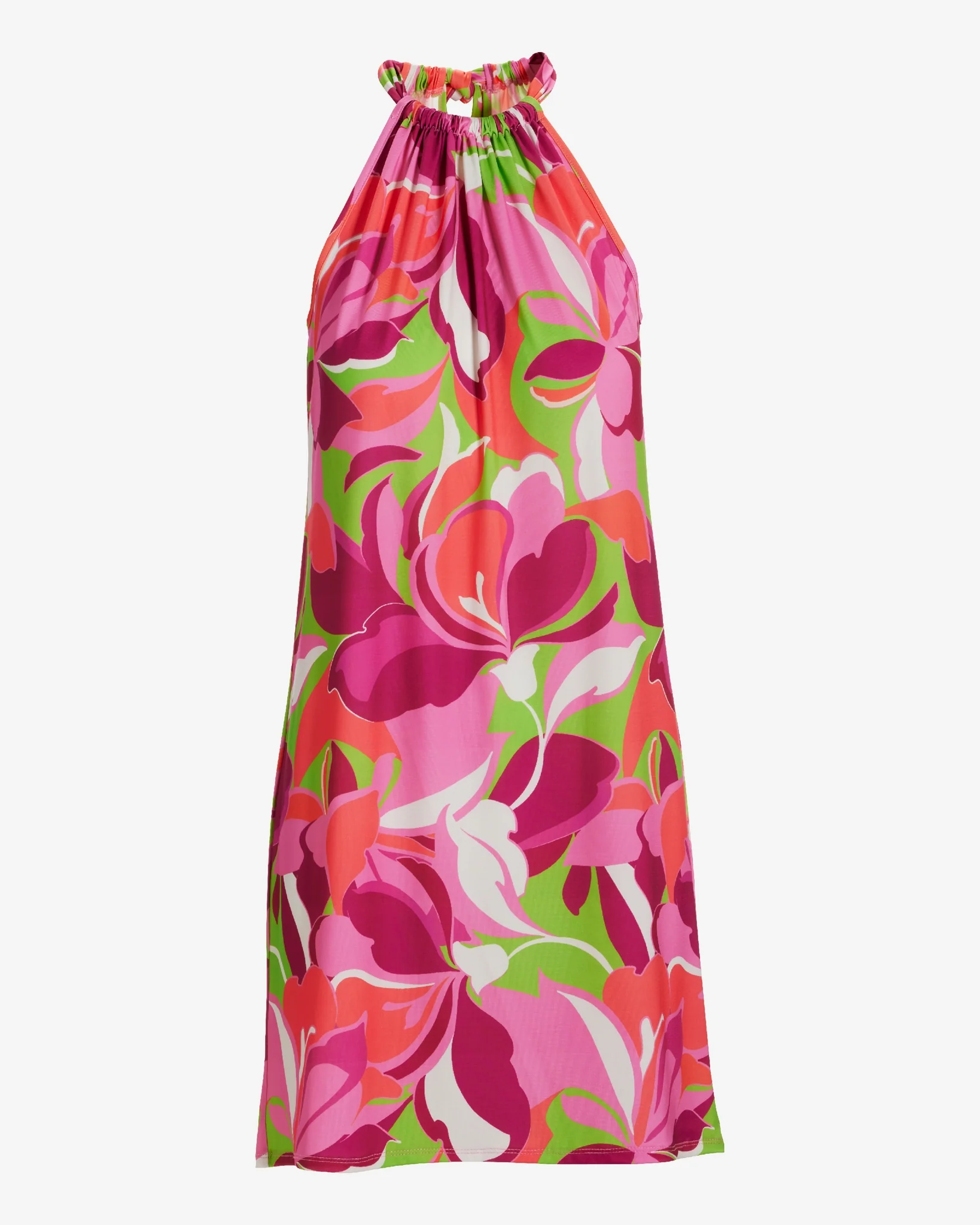 Tropical Abstract Print Halter Shift Dress Tropical Abstract