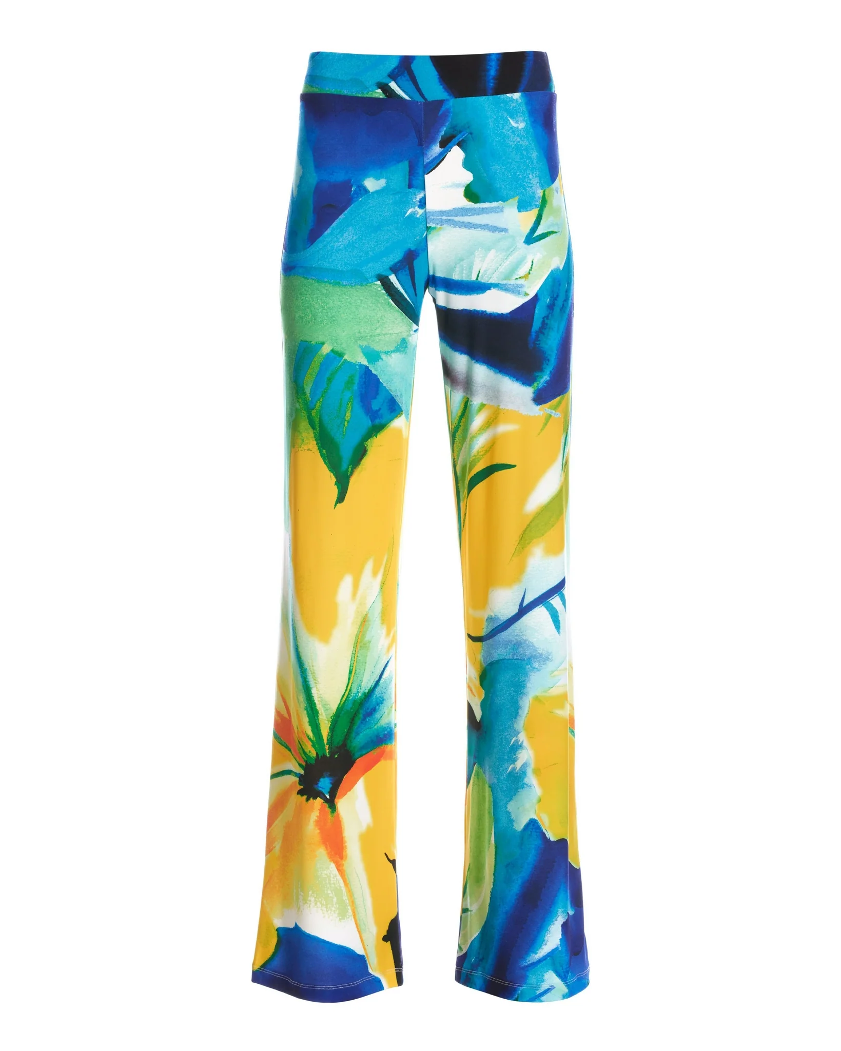 Valencia Florals Knit Palazzo Pant Blue/Yellow