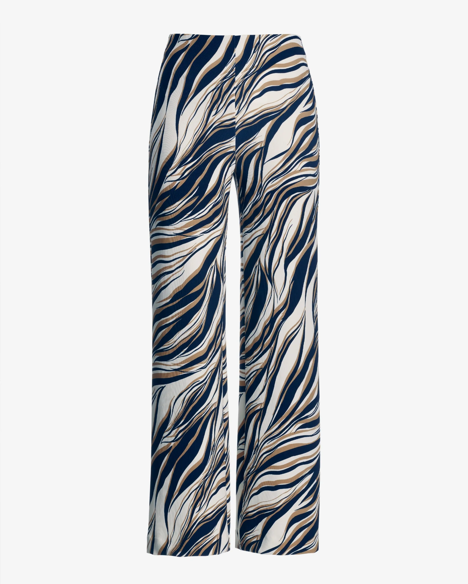 Beyond Travel Cape Town Zebra Print Palazzo Pant Maritime Navy/Camel