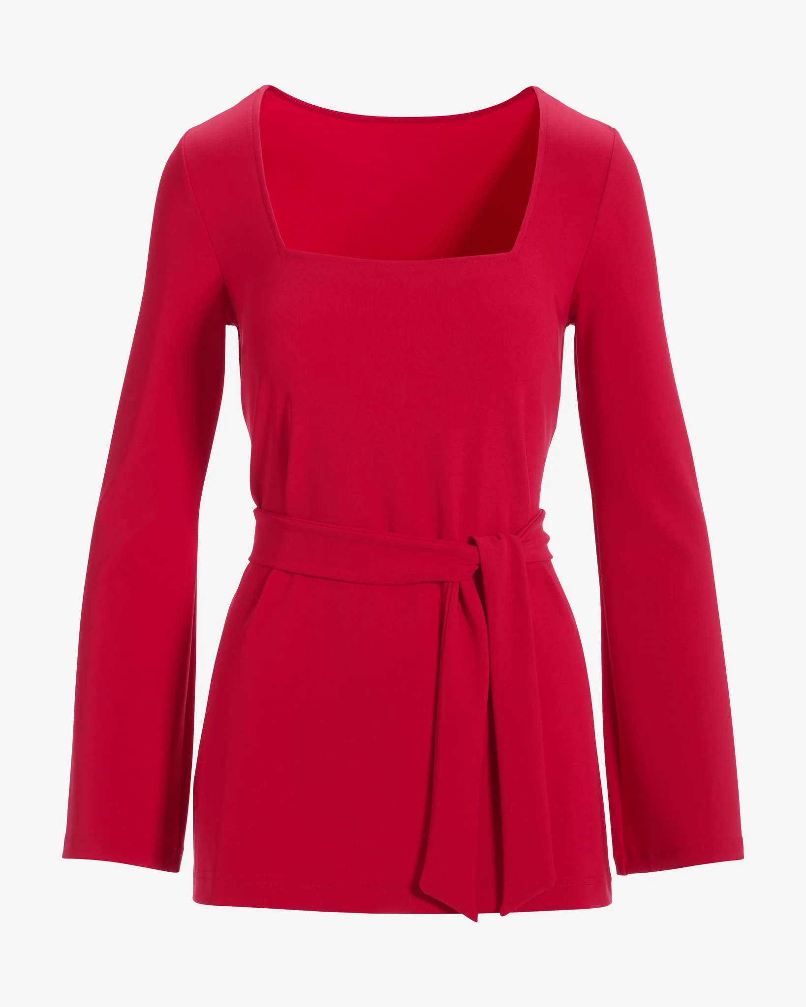 Beyond Travel Square Neck Tie Waist Top French Kiss