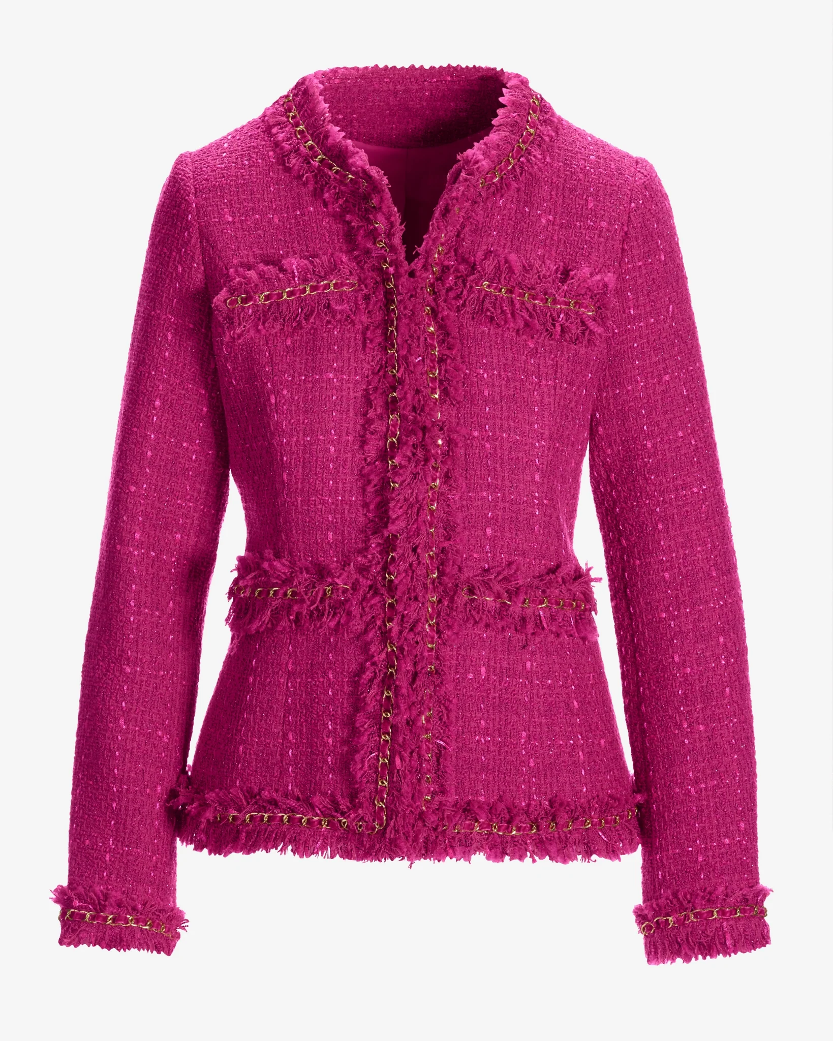 Chain Detail Tweed Parisian Jacket Pink