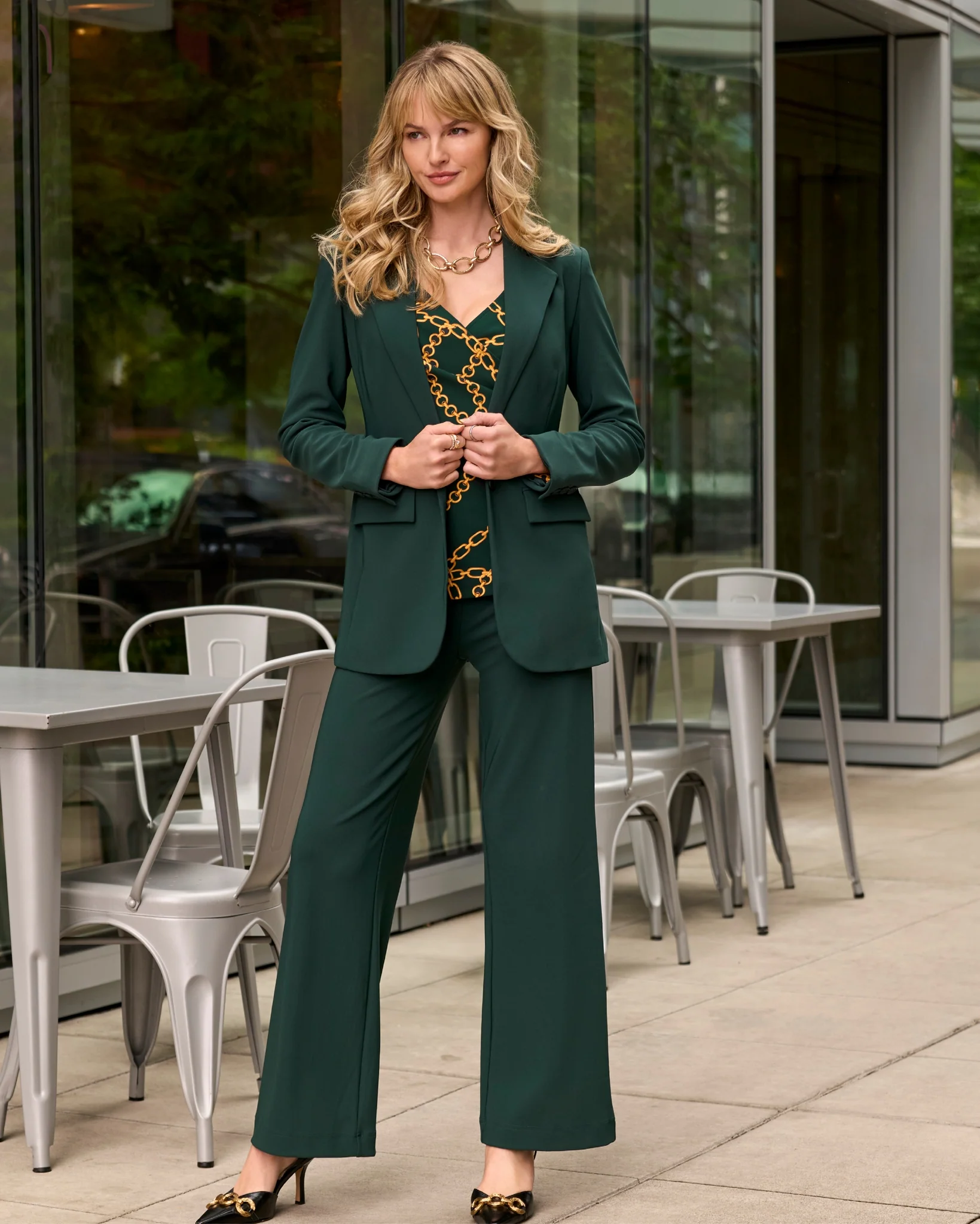 Beyond Travel High Rise Palazzo Pant Pine Grove