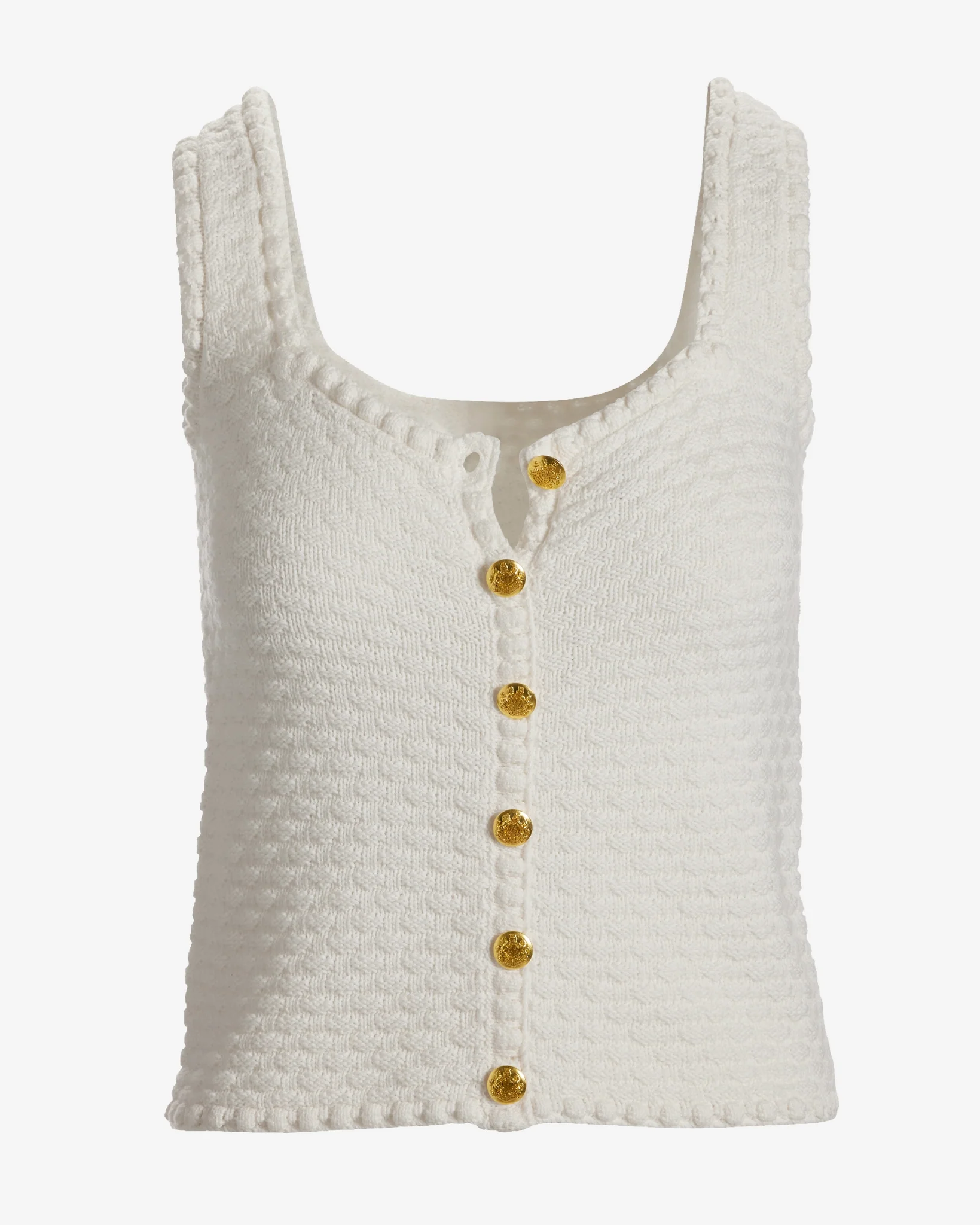 Button Detail Sweater Tank Off White