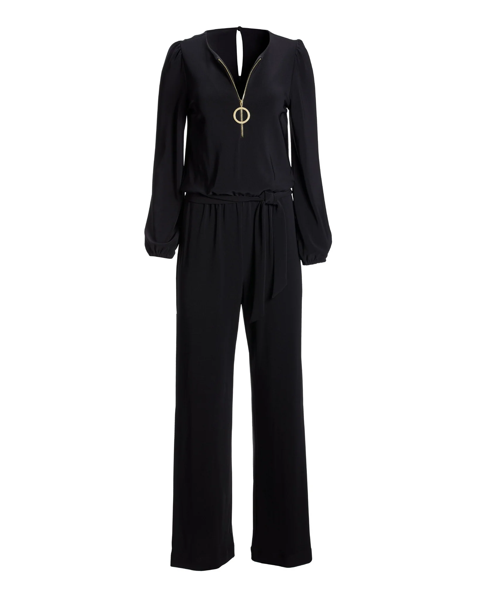 Beyond Travel Long Sleeve Zip Front Jumpsuit Jet Black