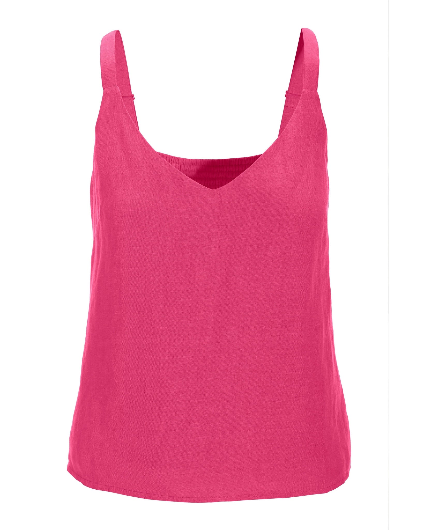 V Neck Linen Tank Top Pink