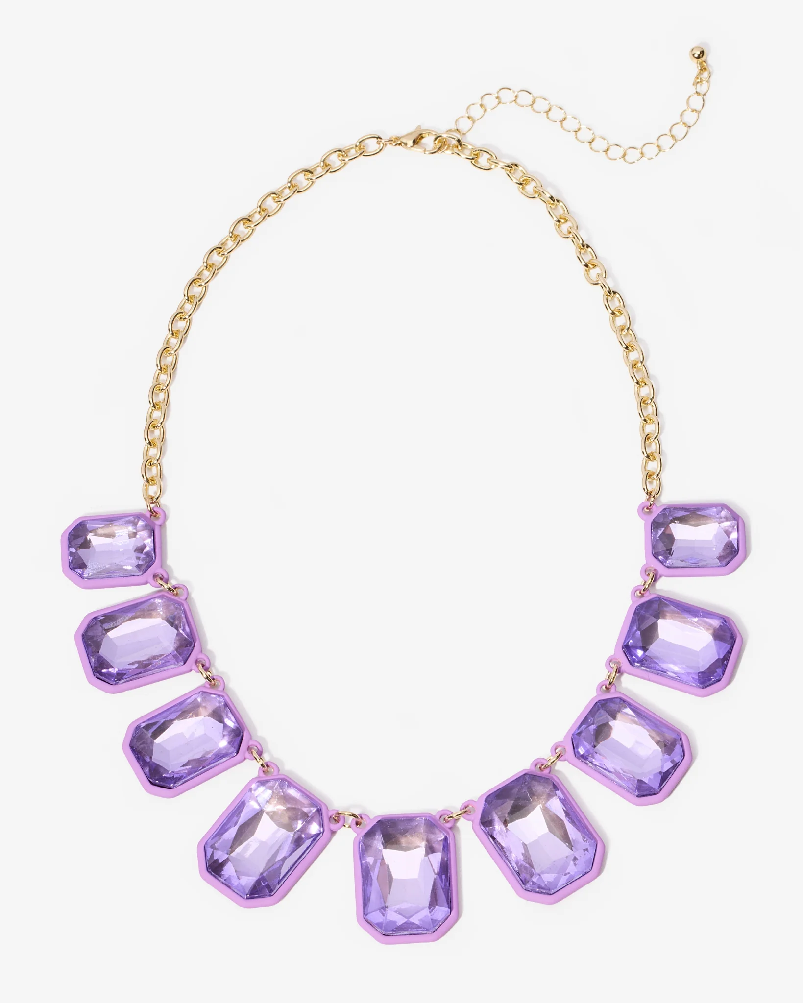 Two-Toned Gem Necklace Purple