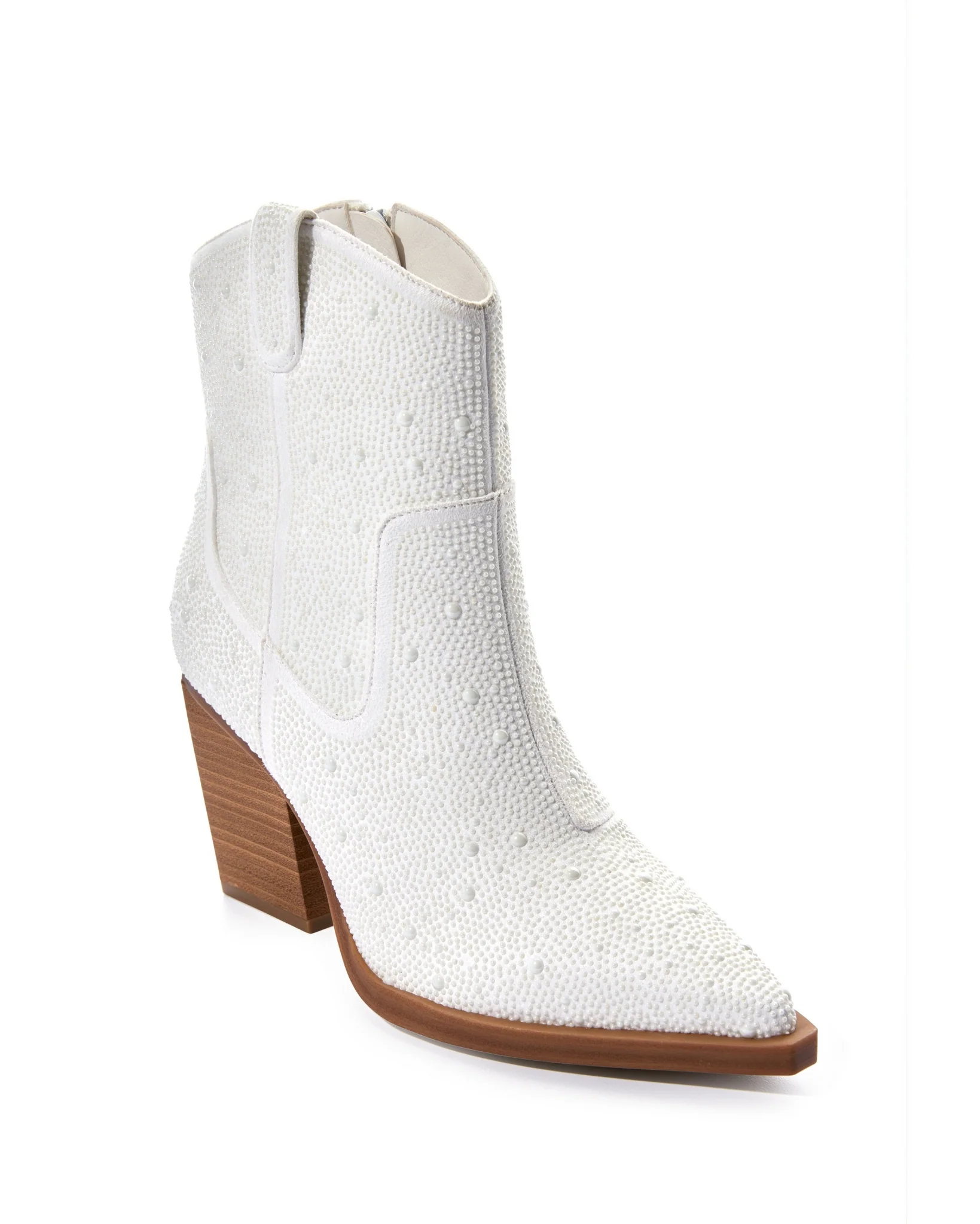 Western Pearl Ankle Bootie White