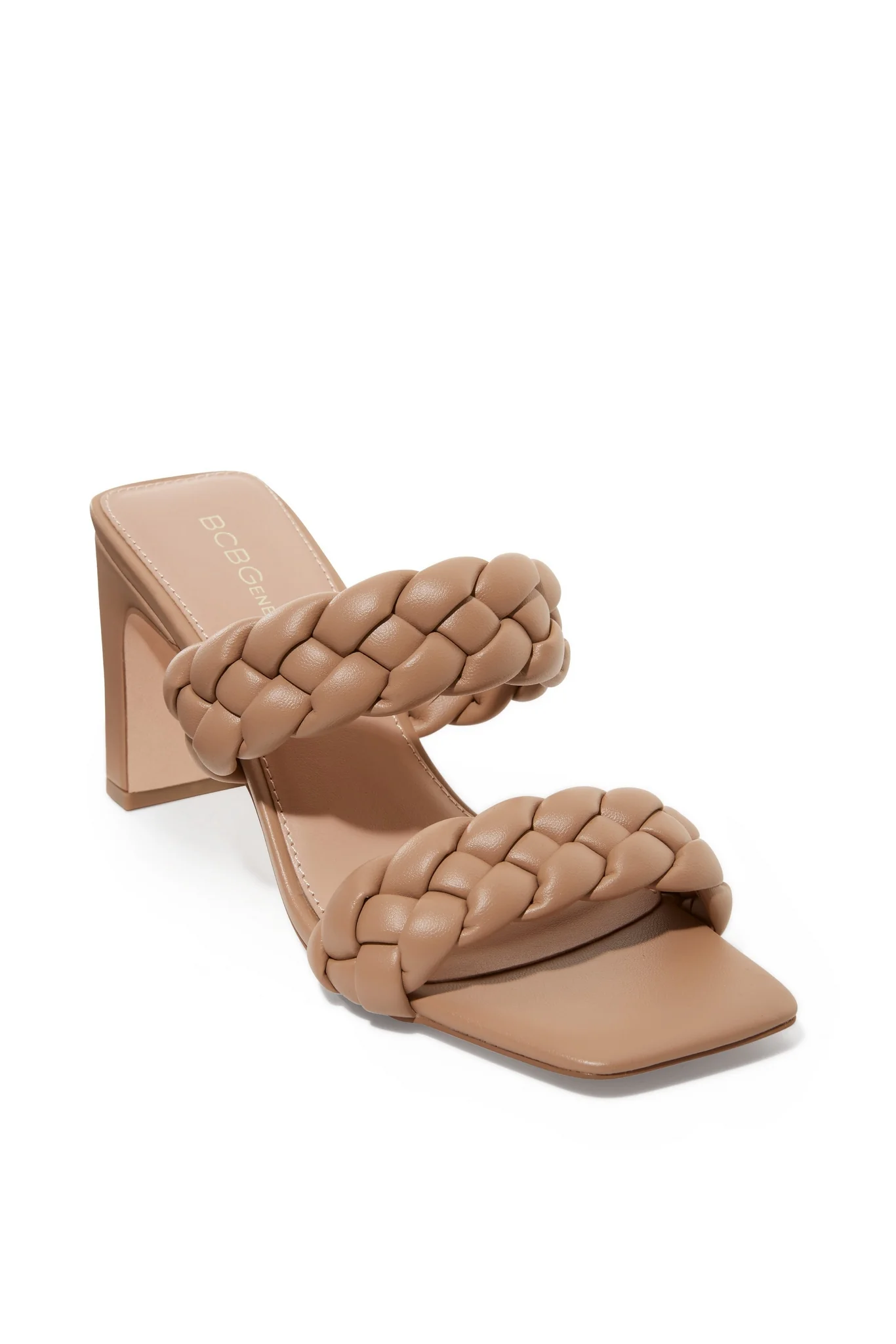 Woven Braided Block Heel Tan