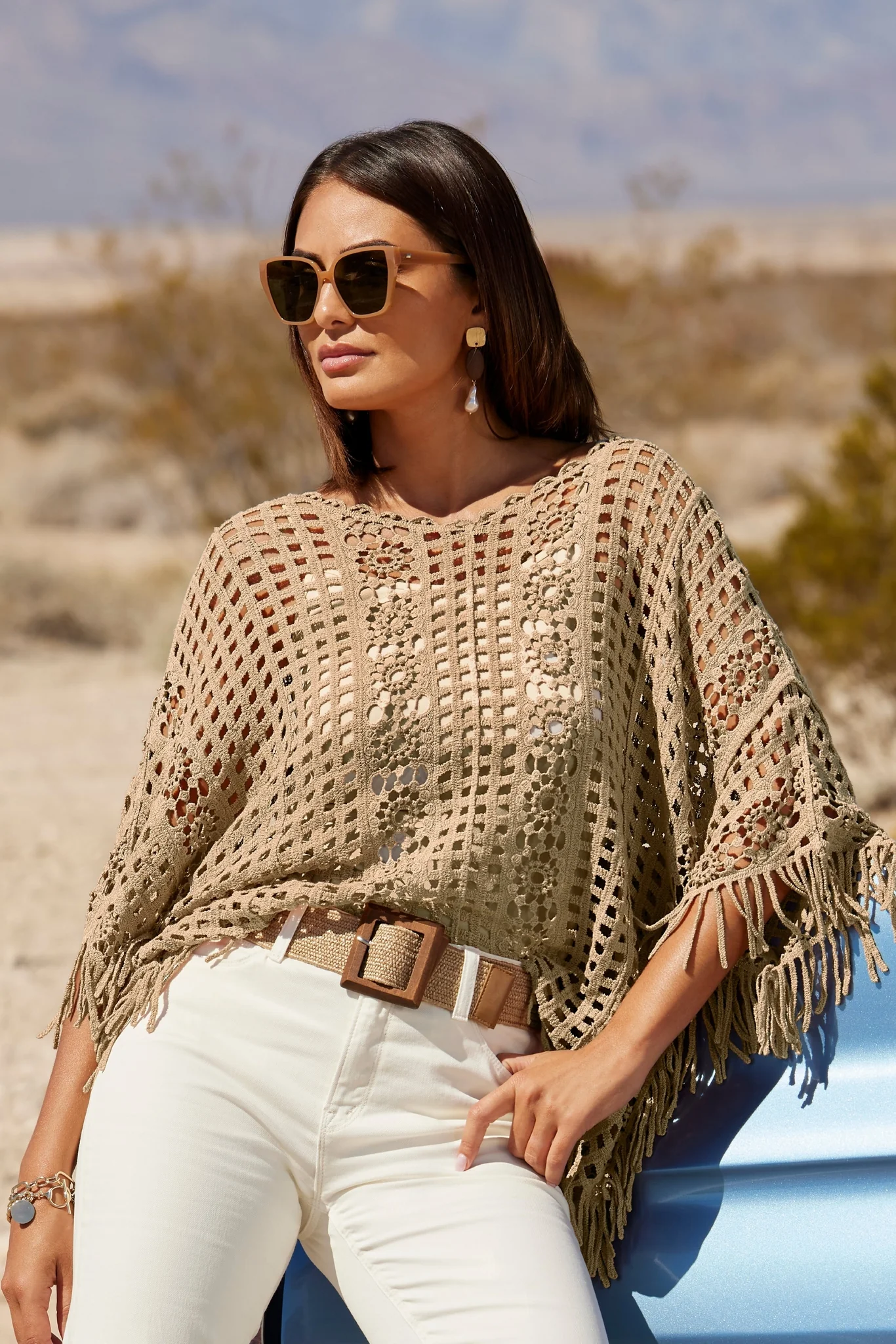 Wood & Pearl Earring Brown Multi