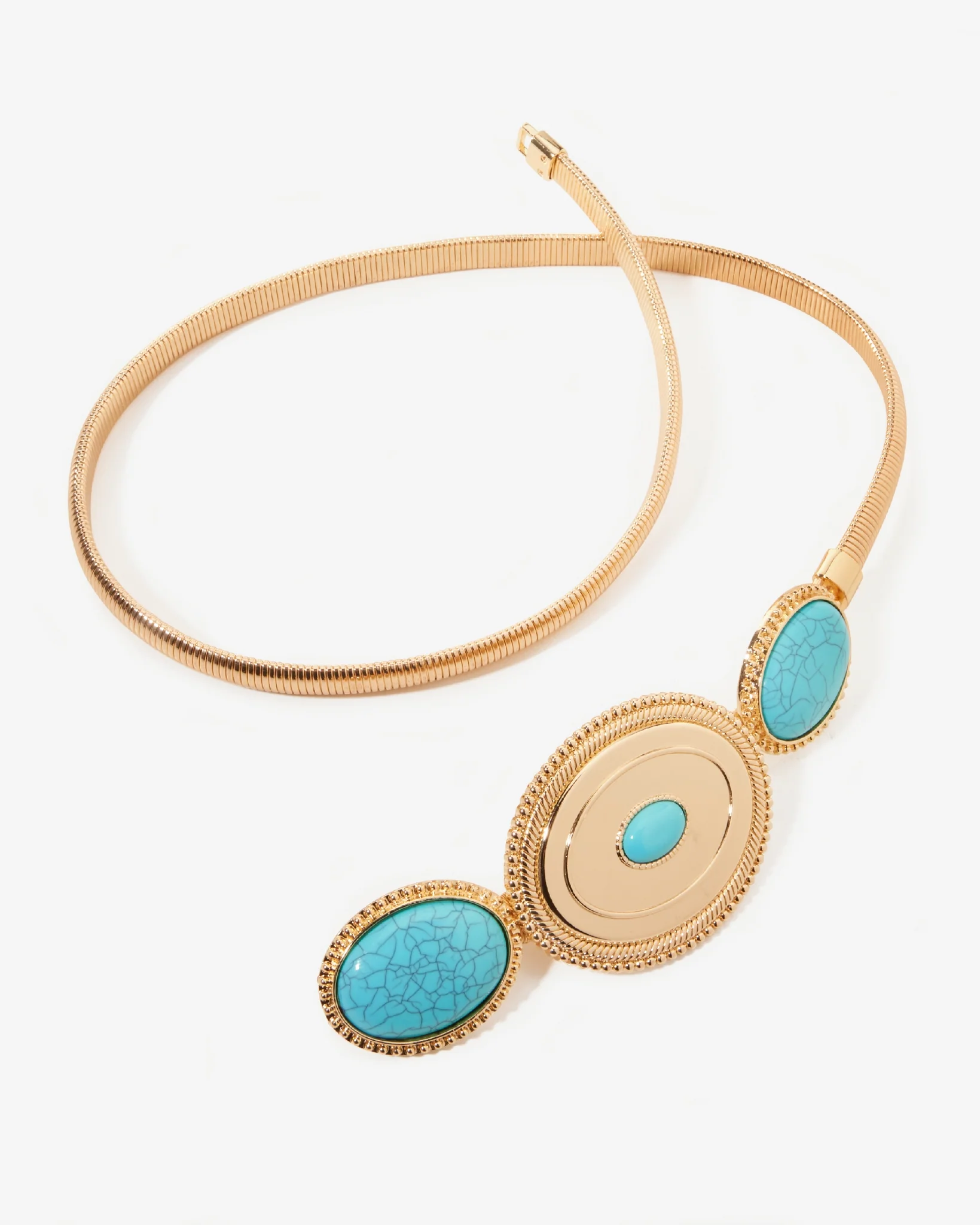 Triple Stone Slinky Buckle Belt Gold