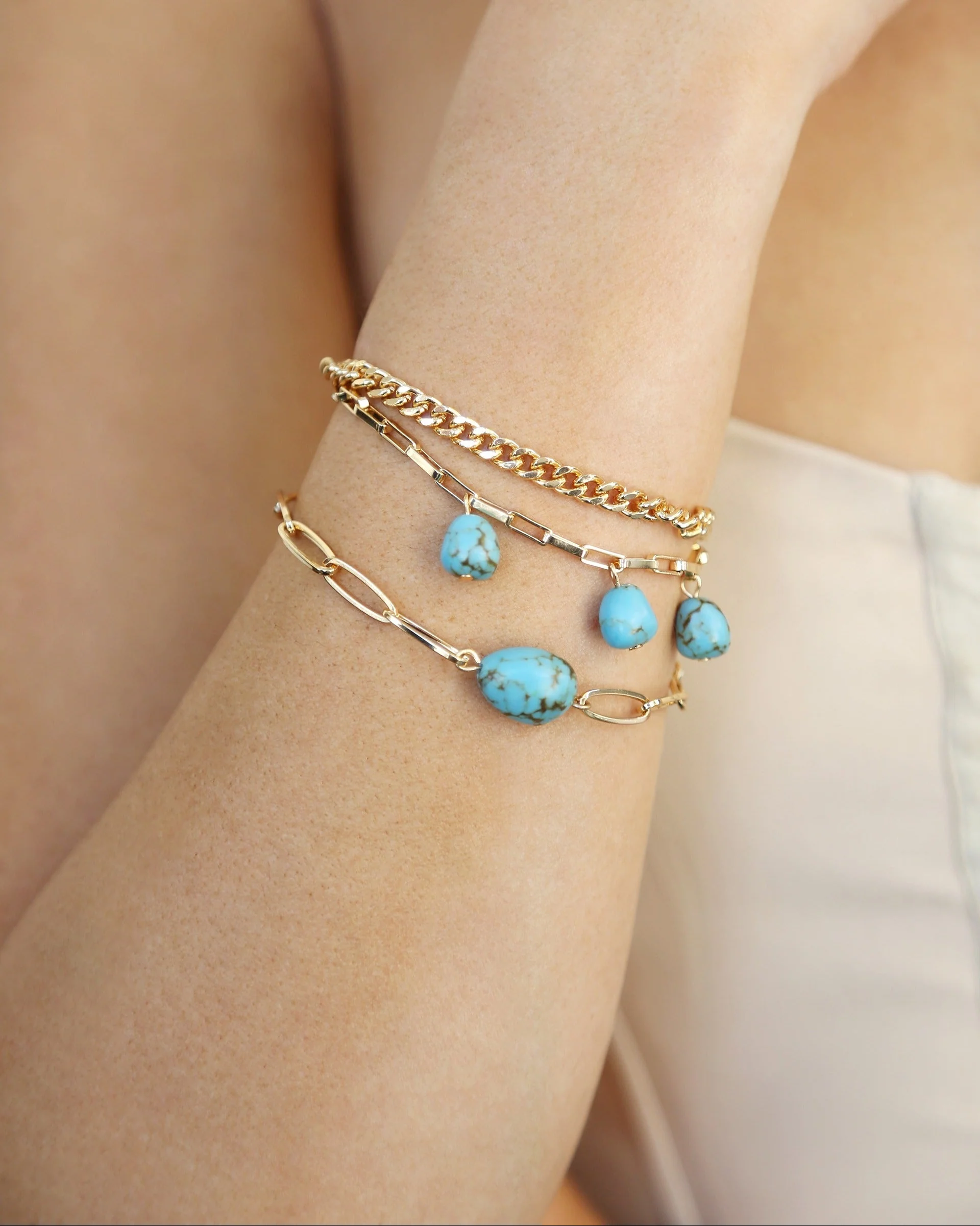 Turquoise Nugget Bracelet Set