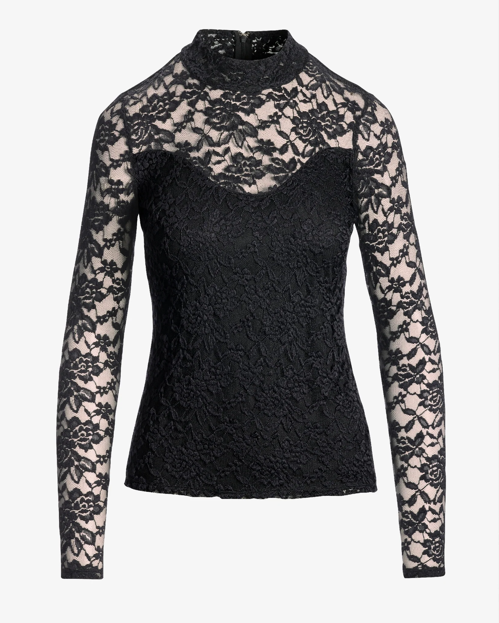 All Over Lace Mock Neck Top Proper Black