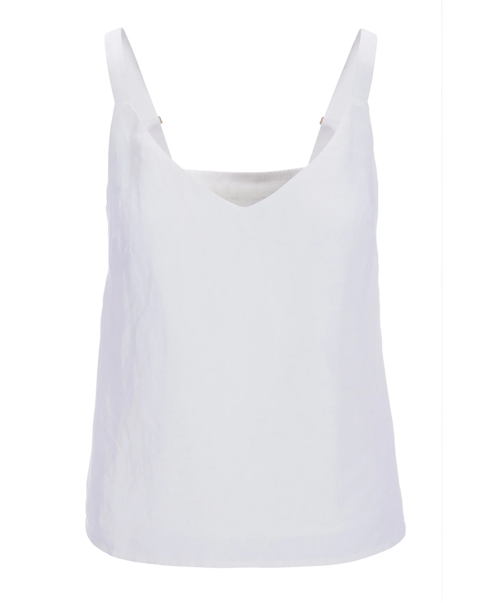 V Neck Linen Tank Top White