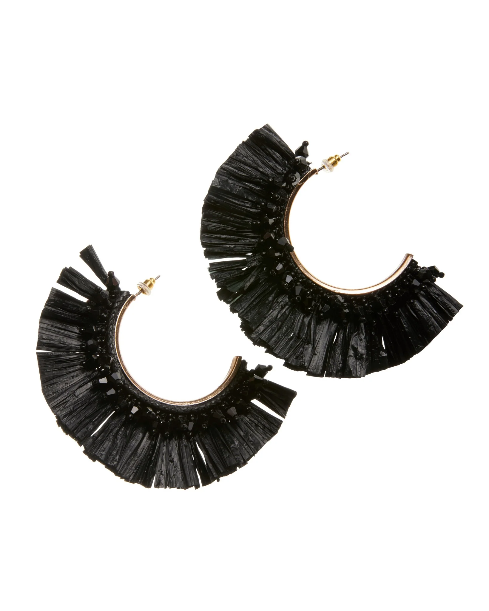 Beaded Raffia Earring Black