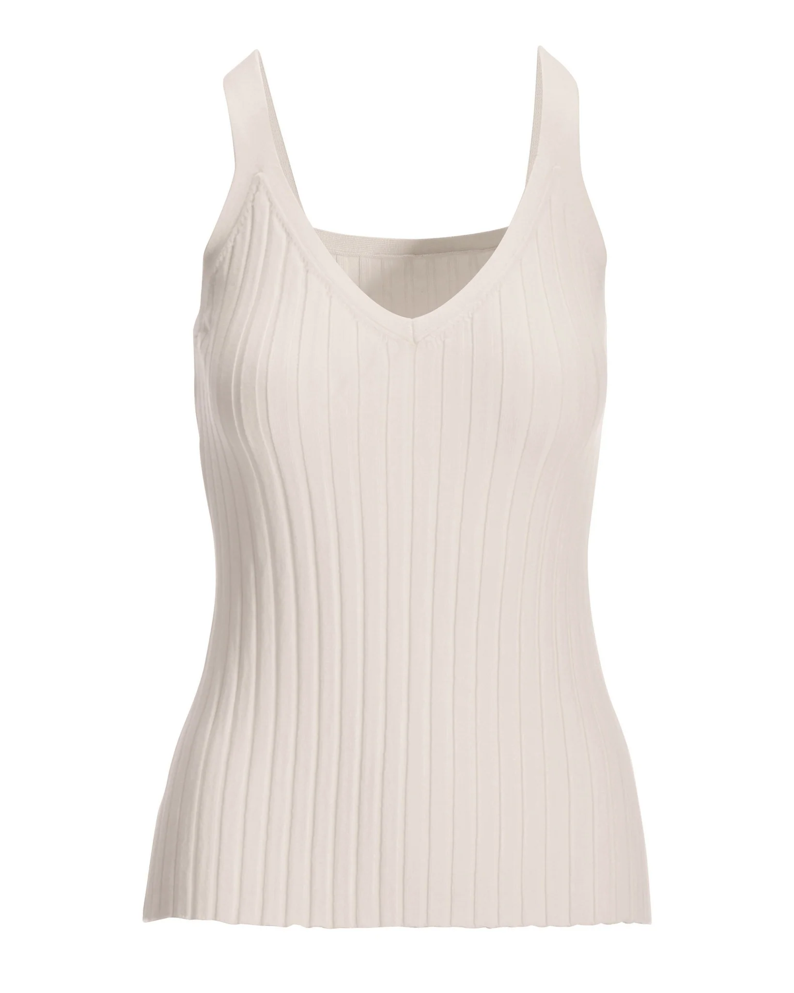 Wide Ribbed Sweater Tank Top Off White