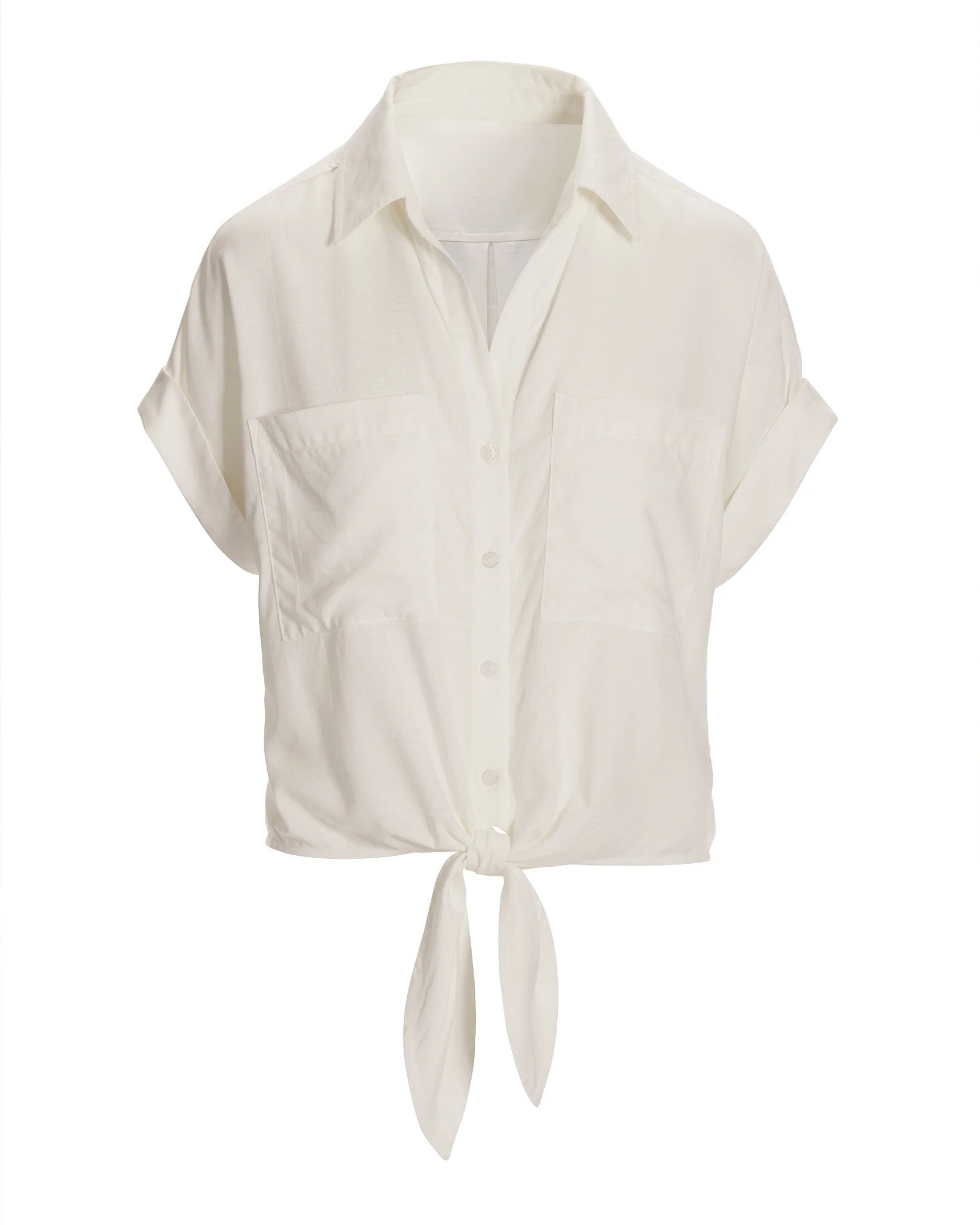 Versatile Short Sleeve Camp Shirt Off White