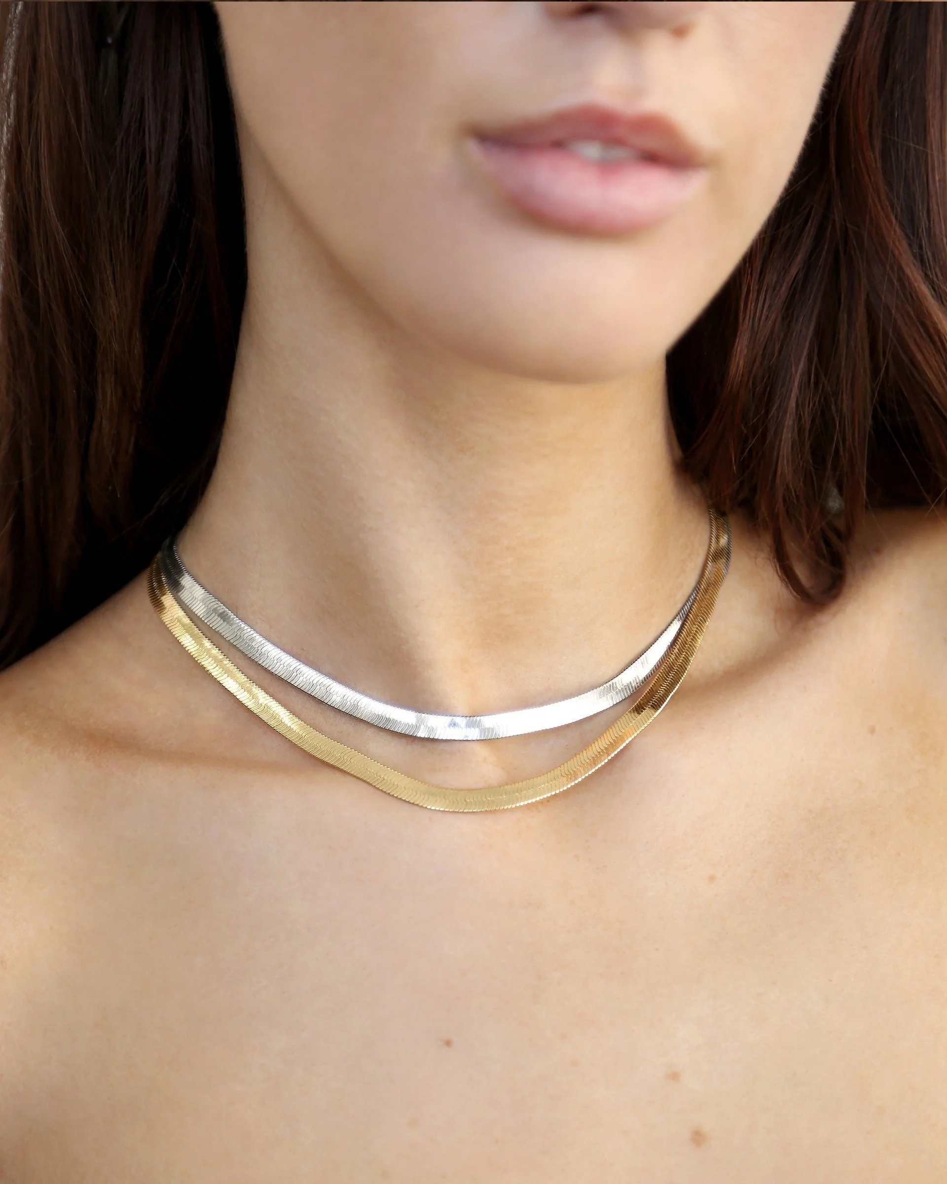 Brooklyn Flat Herringbone Chain Necklace