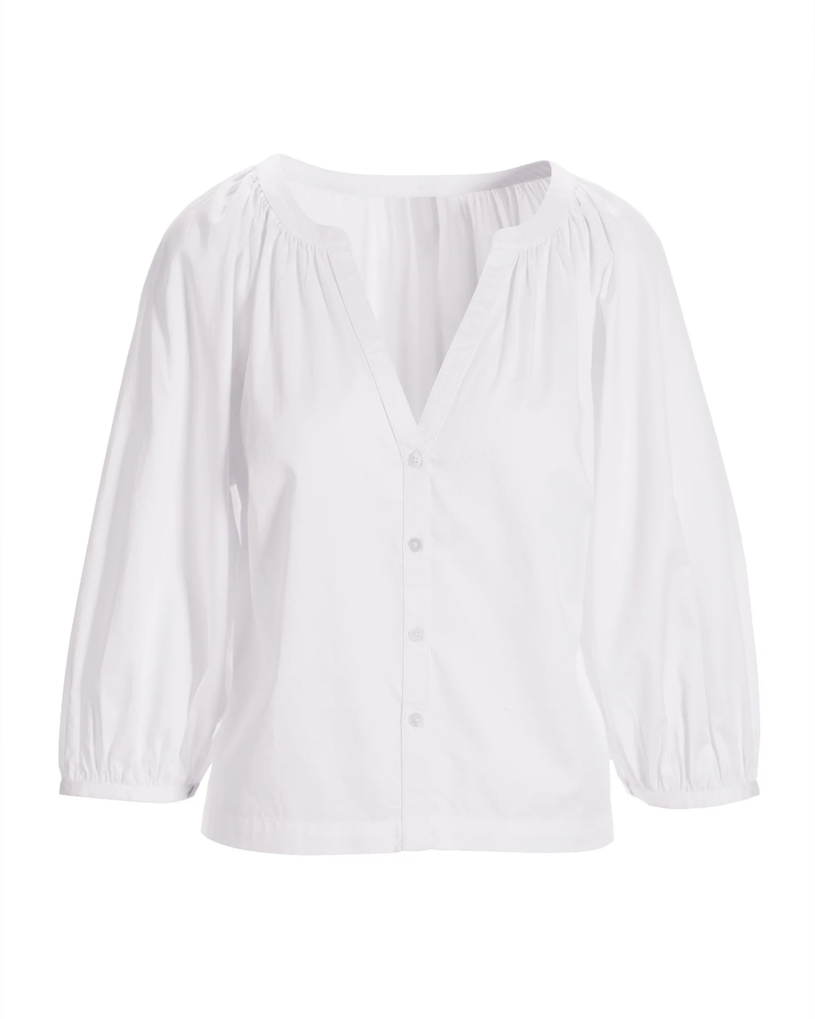 Brooke Notch Neck Poplin Shirt Pure White
