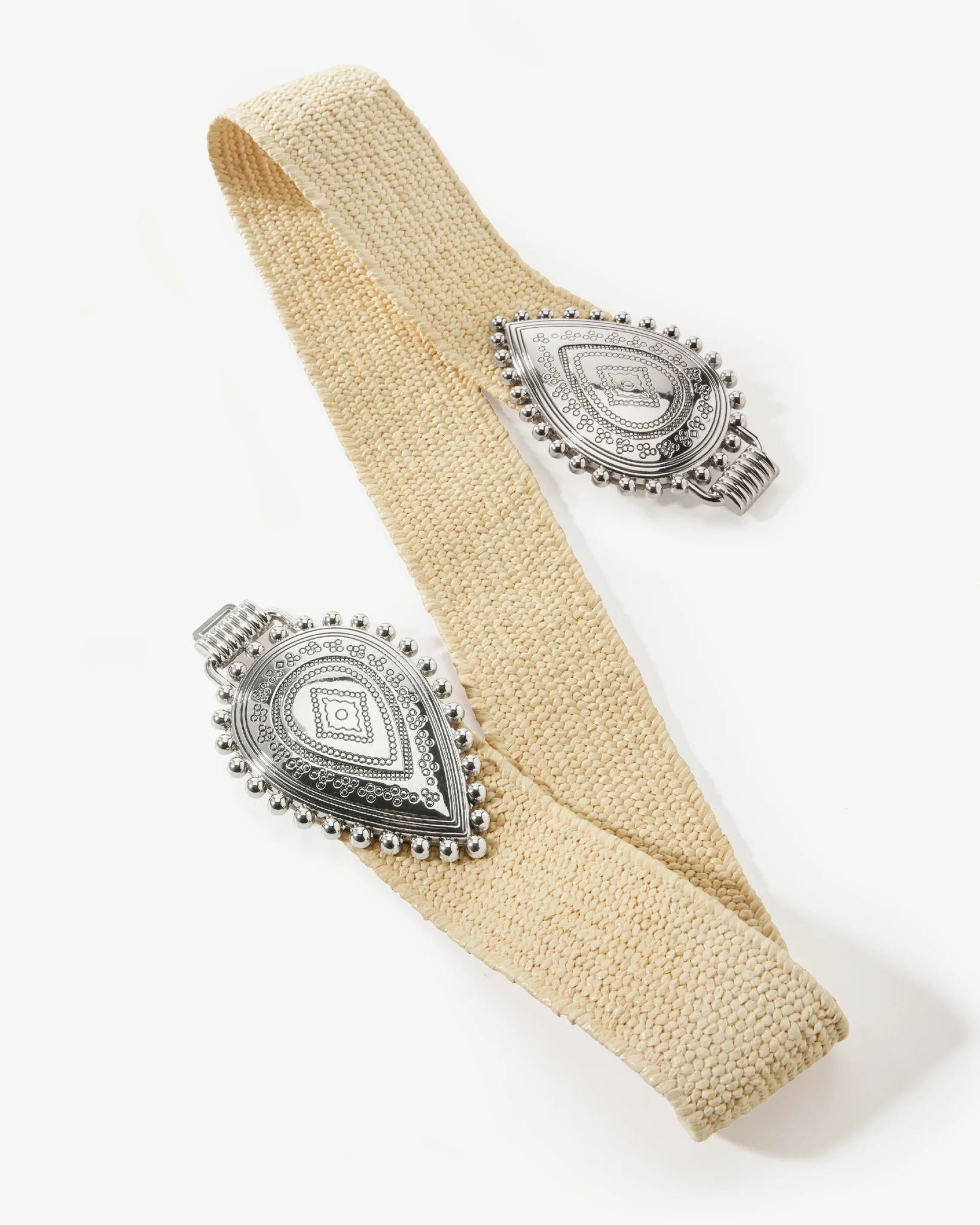 Western Buckle Raffia Belt Natural