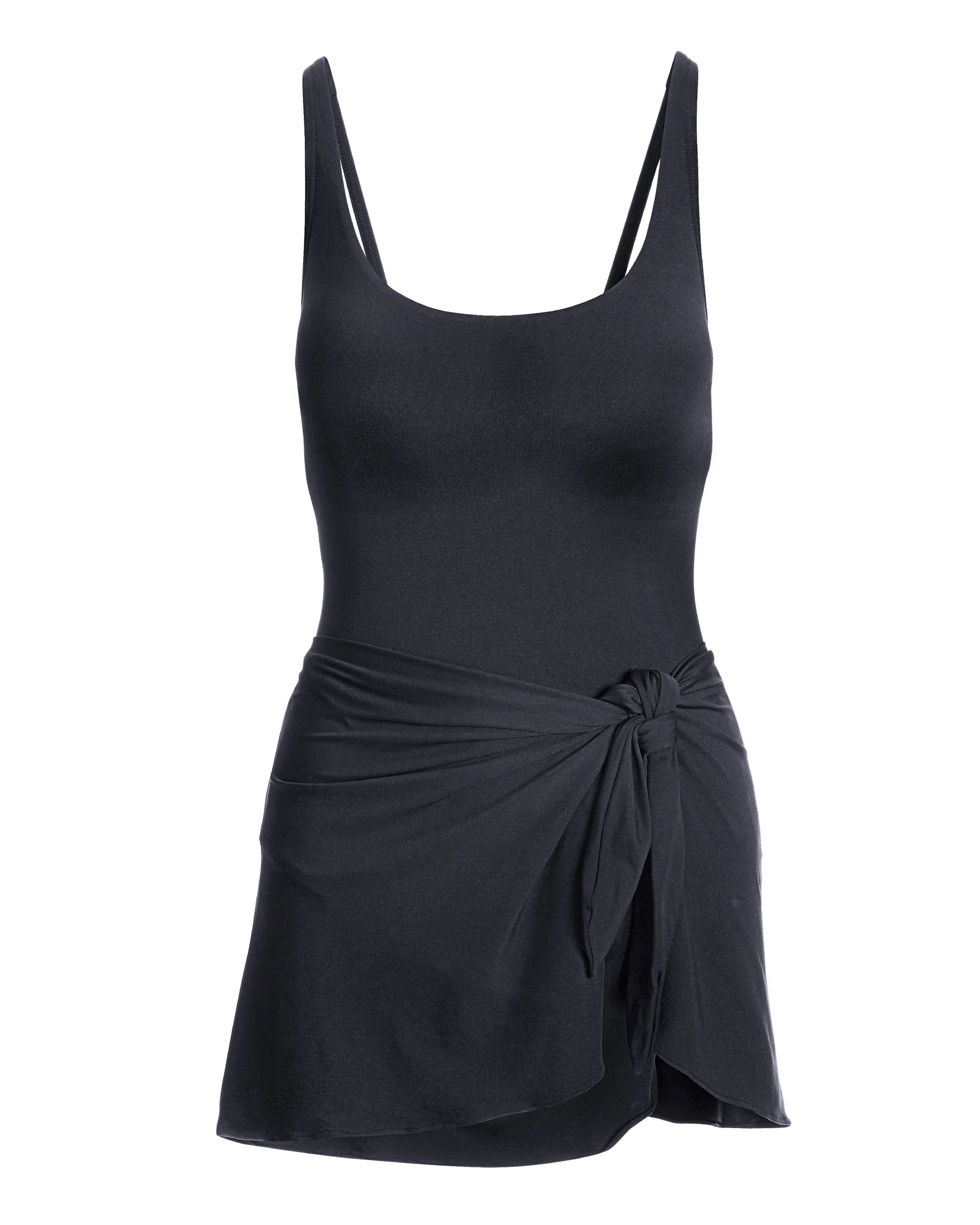 Tie Front Swim Dress Black