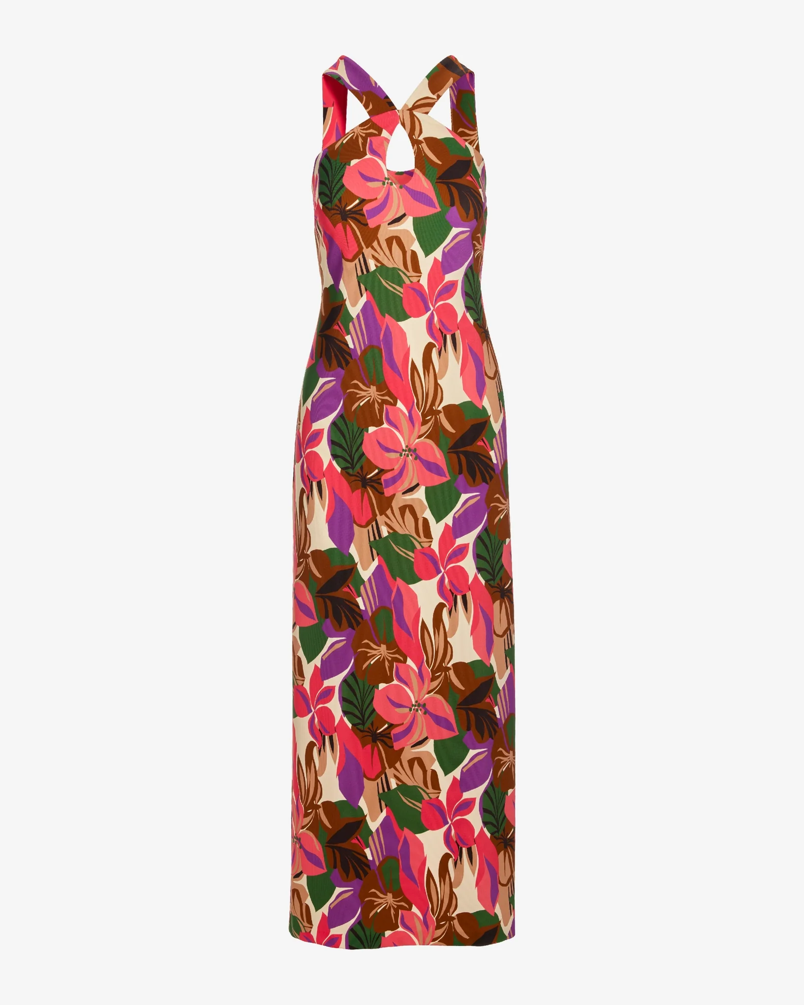 Beyond Travel Print Keyhole Maxi Dress Sheryl Safari
